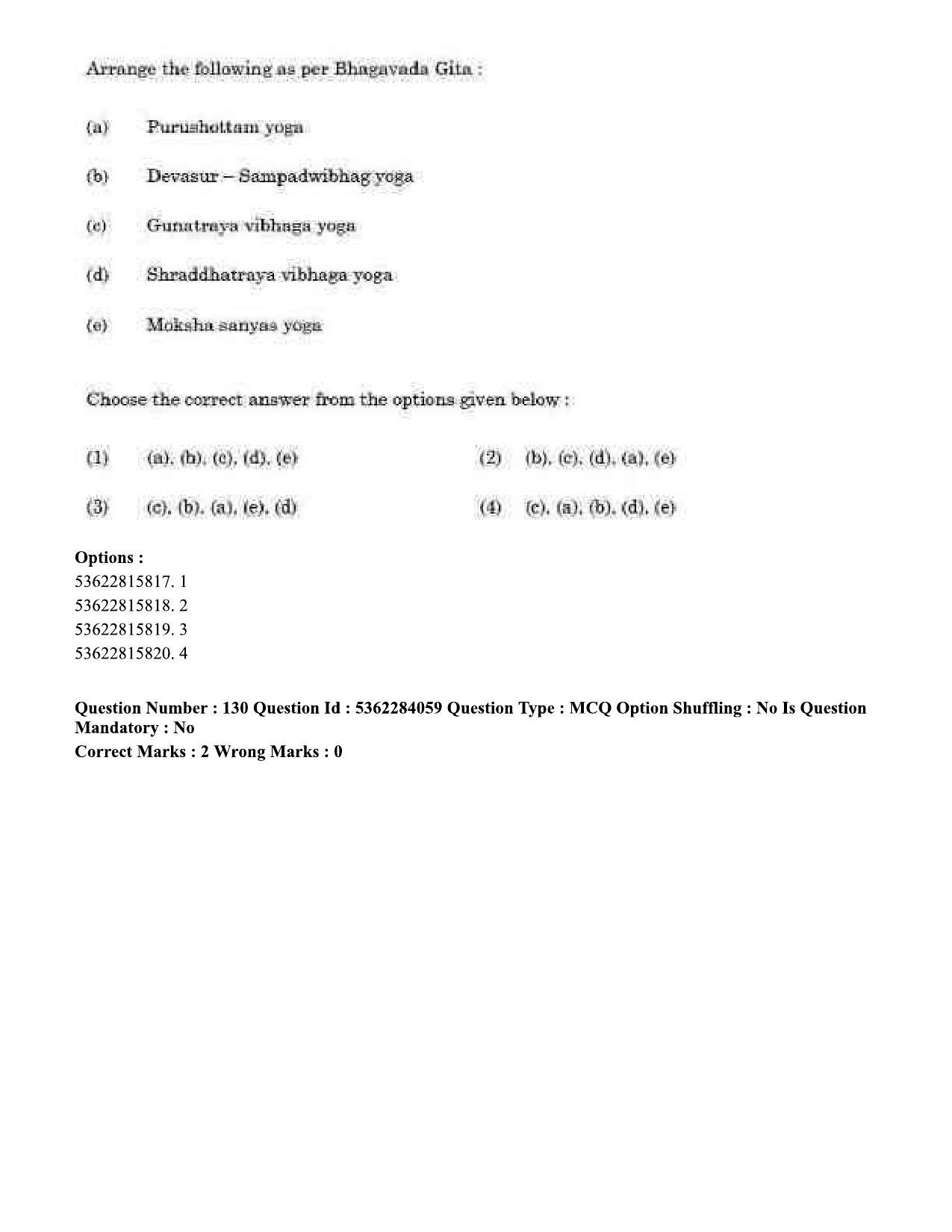 UGC NET Yoga Question Paper September 2020 144