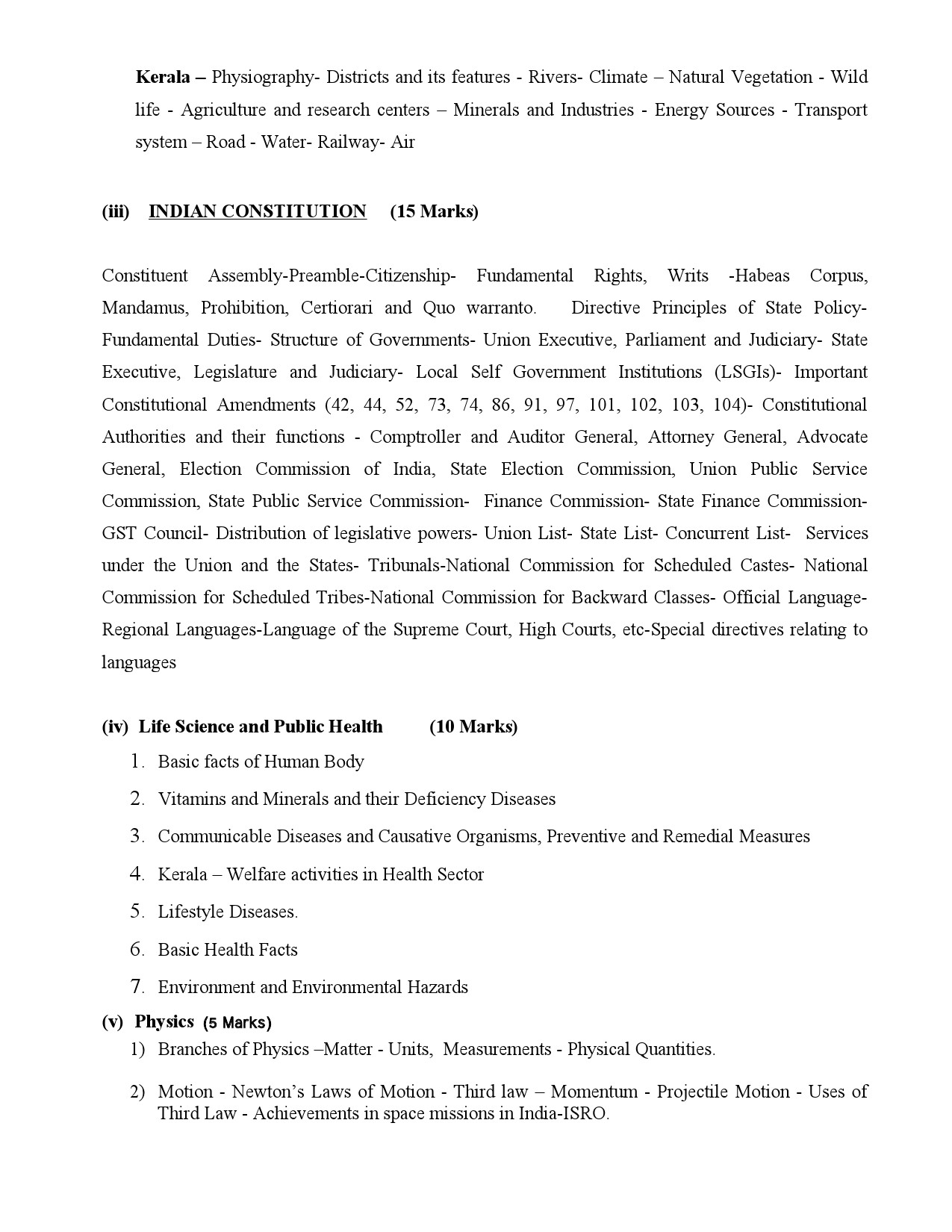 2024 KPSC Main Exam Syllabus Panchayath Secretary - Notification Image 4