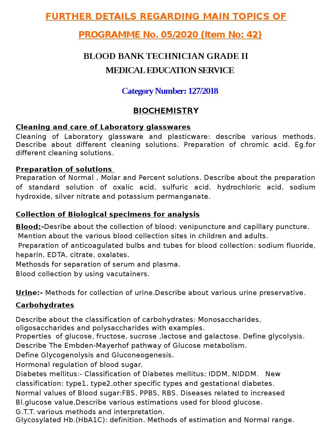 Blood Bank Technician Grade II Exam Syllabus May 2020 - Notification Image 1
