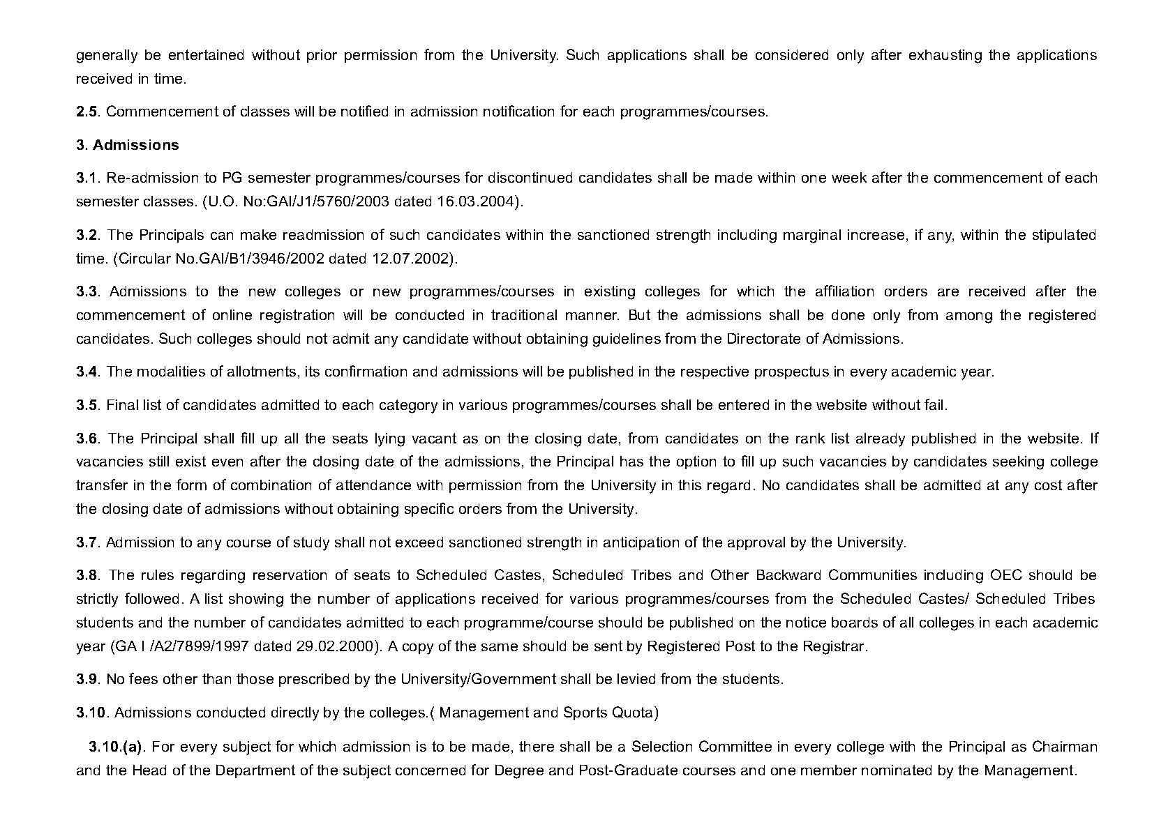 Calicut University Admission Rule for PG Programmes 2019 - Notification Image 2