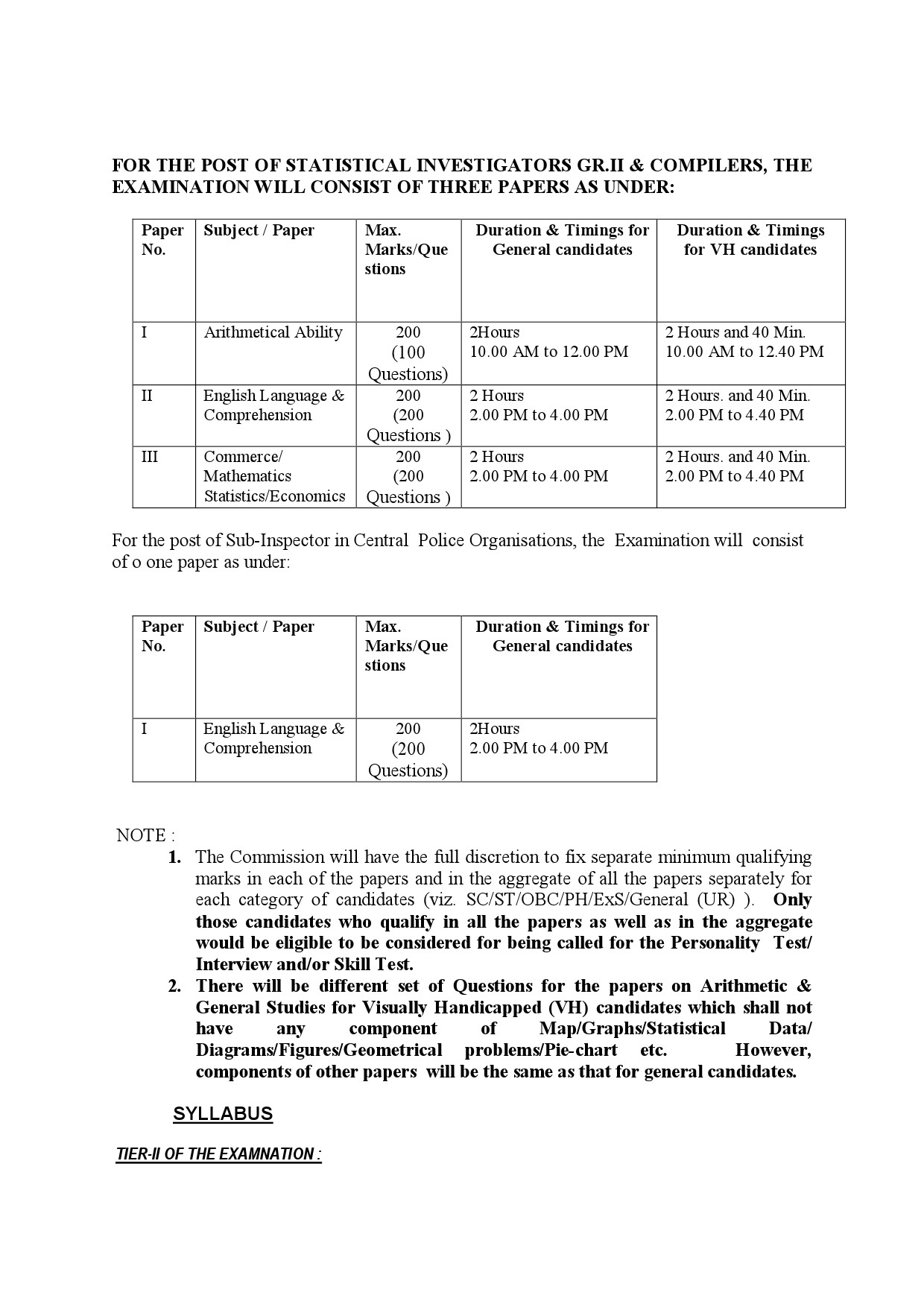 Combined Graduate Level Examination Syllabus 2010 - Notification Image 3