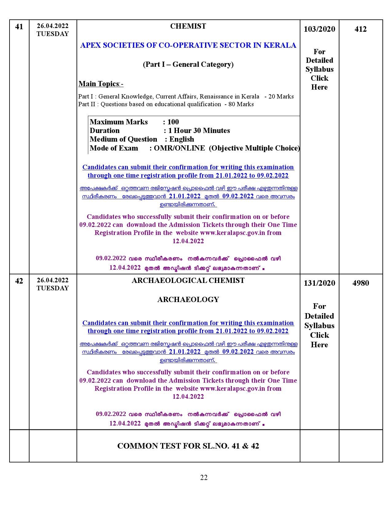 Examination Programme For The Month Of April 2022 - Notification Image 22