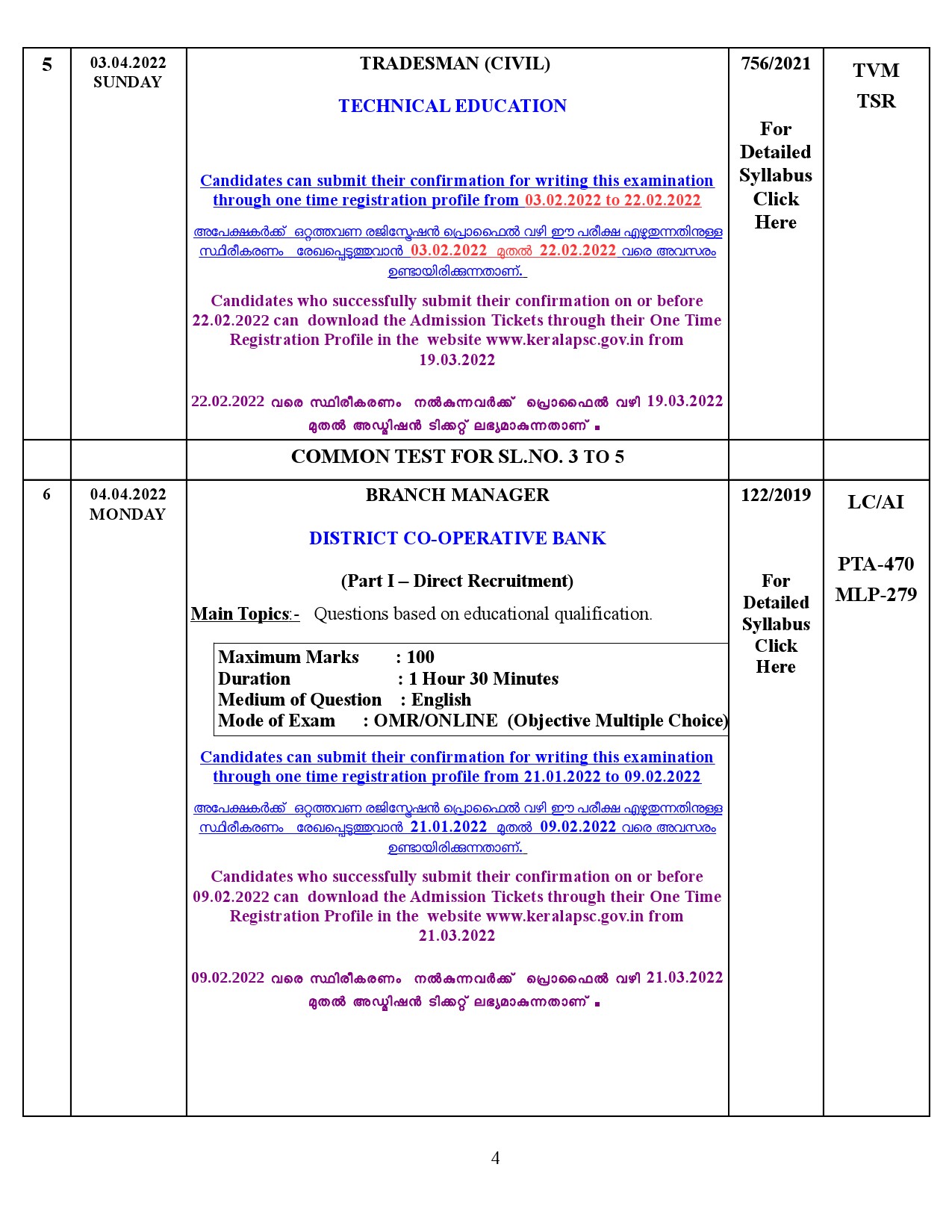 Examination Programme For The Month Of April 2022 - Notification Image 4