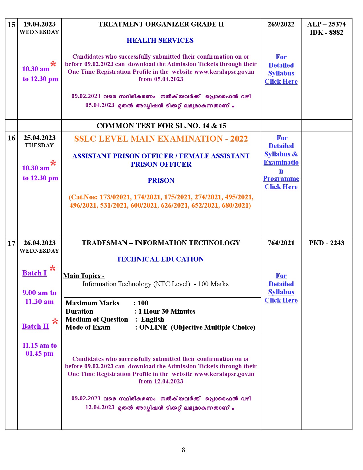 Examination Programme For The Month Of April 2023 - Notification Image 8
