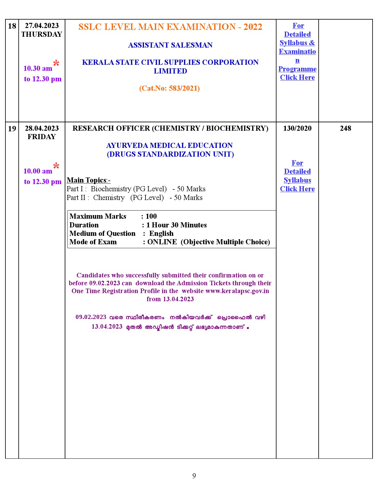 Examination Programme For The Month Of April 2023 - Notification Image 9