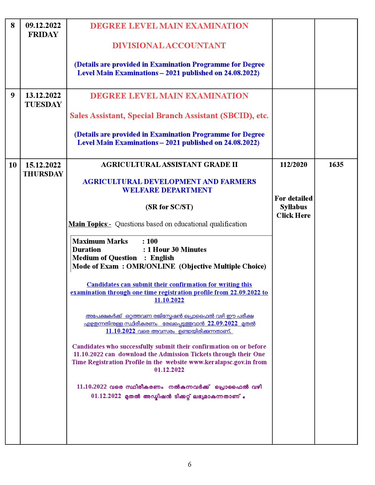 EXAMINATION PROGRAMME FOR THE MONTH OF DECEMBER 2022 - Notification Image 6