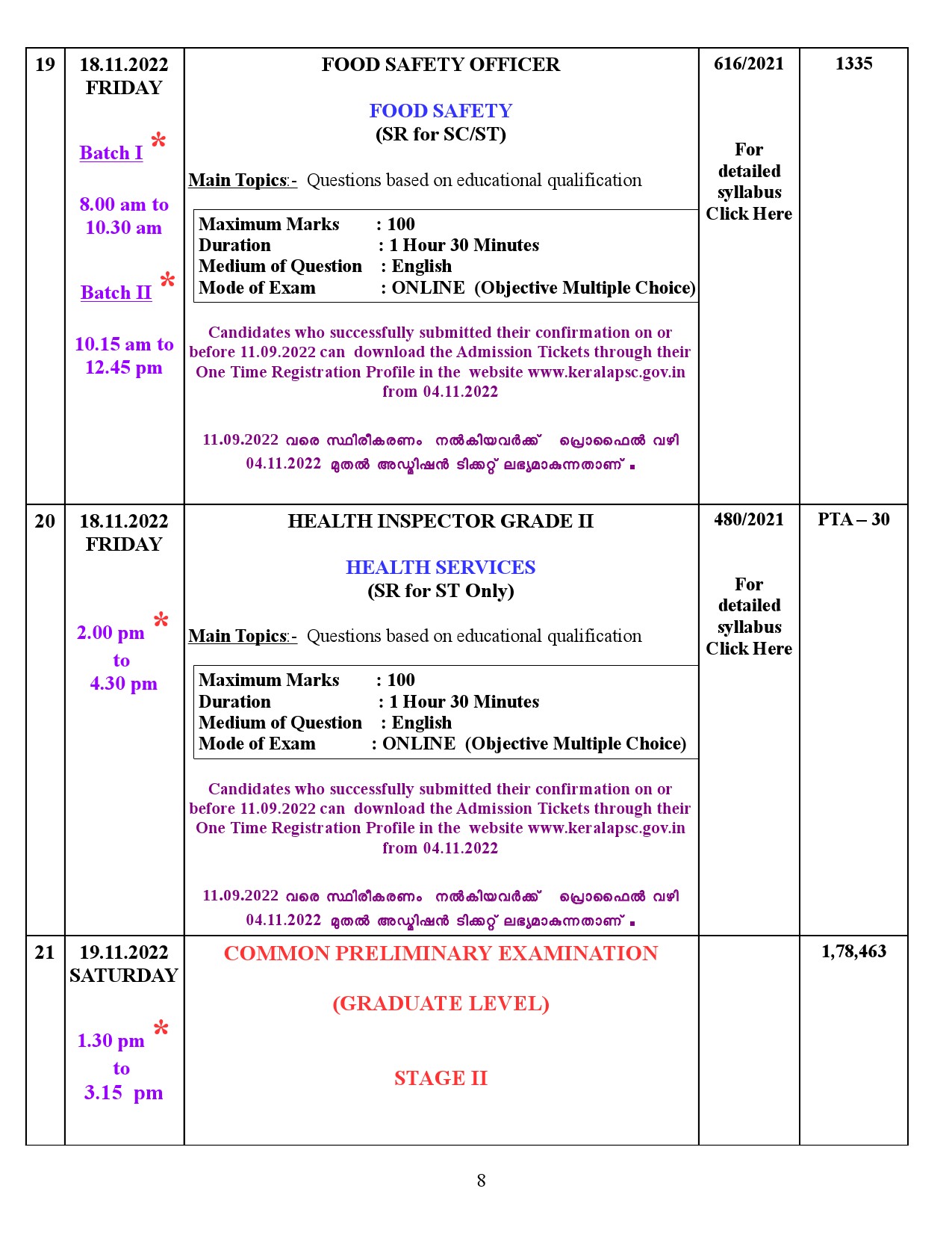 EXAMINATION PROGRAMME FOR THE MONTH OF NOVEMBER 2022 AFTER CONFIRMATION - Notification Image 8