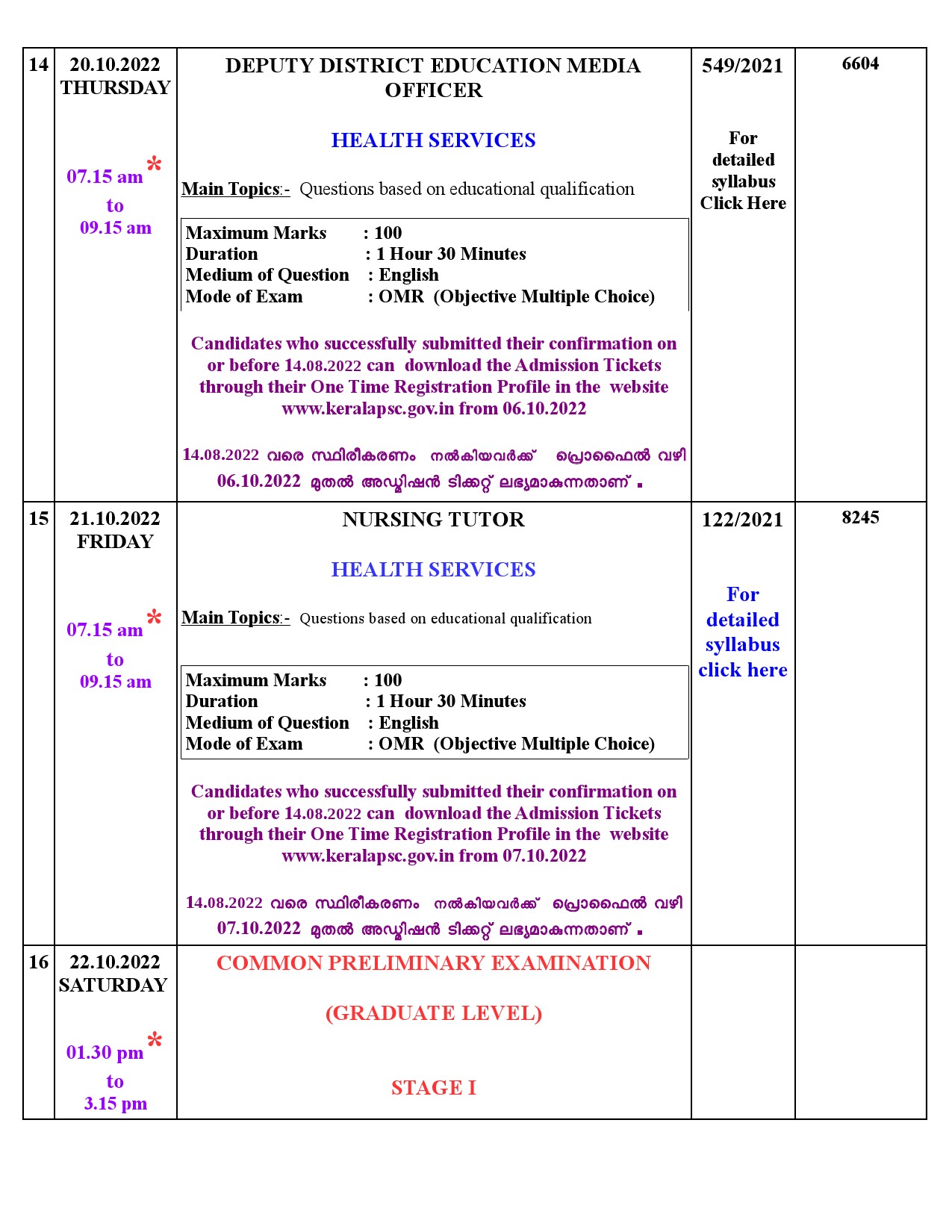 Examination Programme For The Month Of October 2022 - Notification Image 7