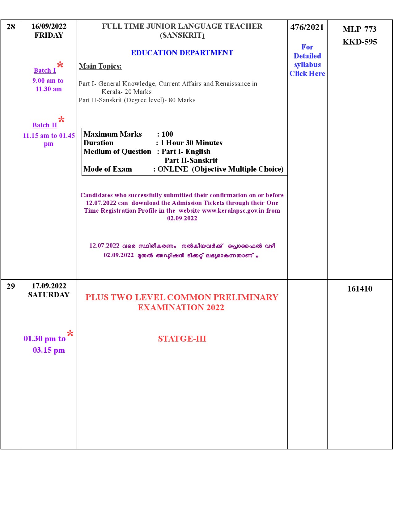 Examination Programme For The Month Of September 2022 - Notification Image 12
