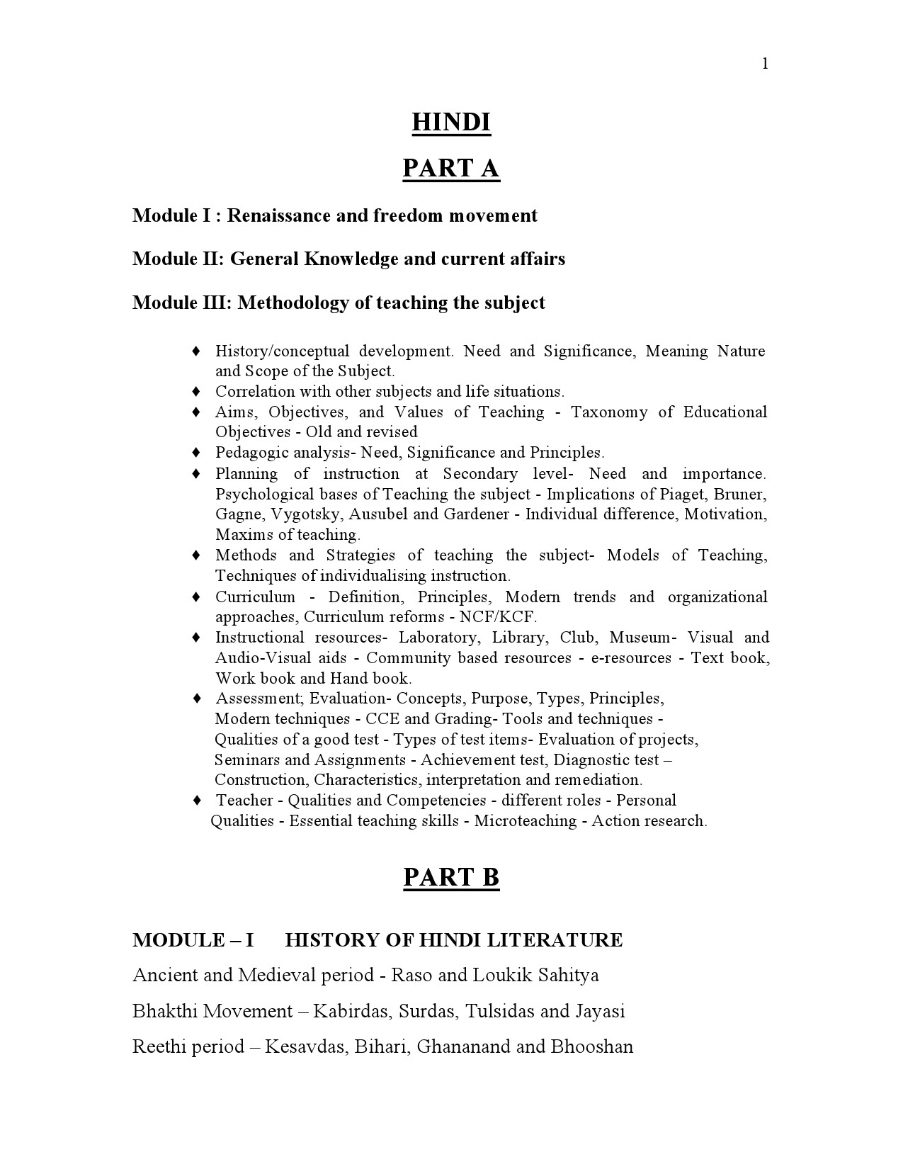 High School Assistant Hindi Part A Kerala Examination Syllabus 2021 - Notification Image 1