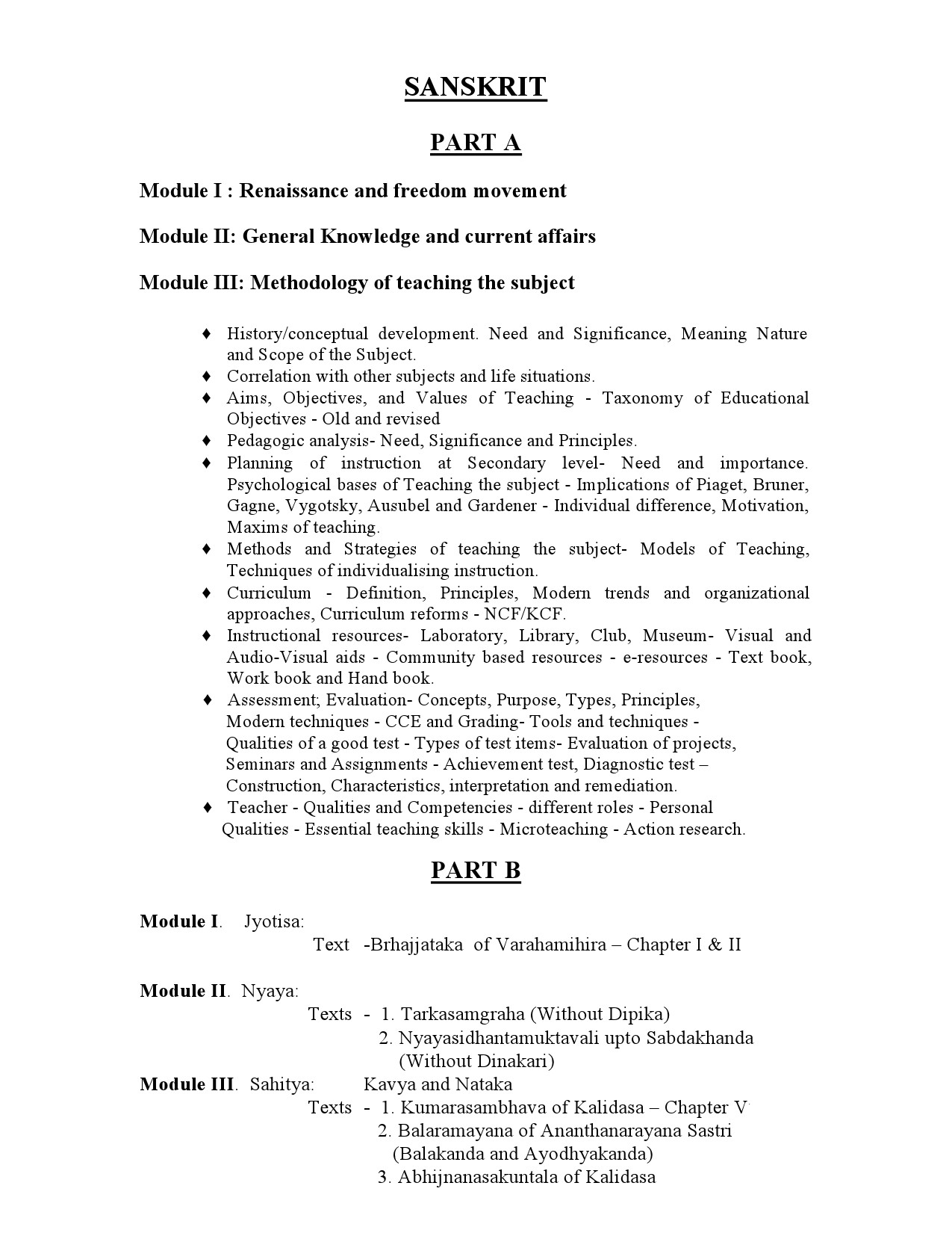 High School Assistant Sanskrit Part A Kerala Examination Syllabus 2021 - Notification Image 1