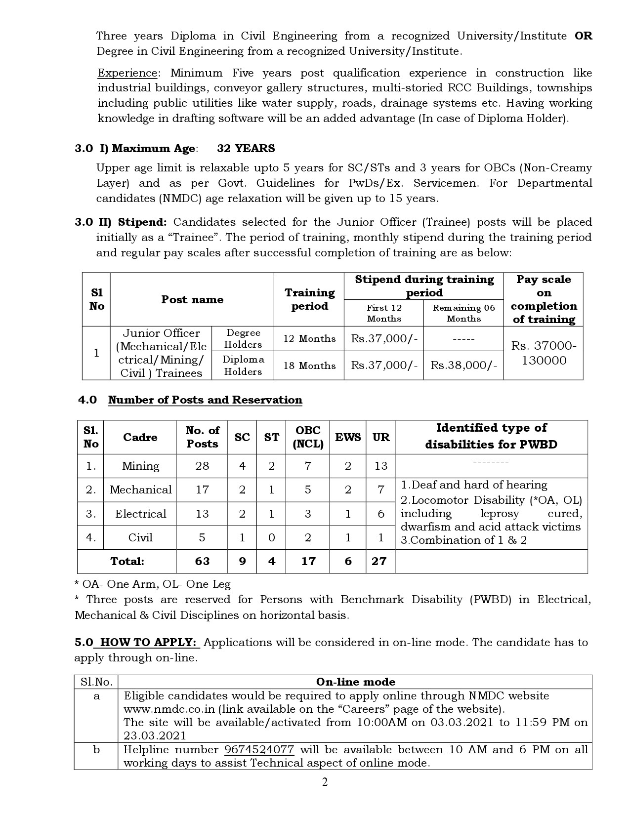 Junior Officer Trainee in NMDC Limited - Notification Image 2