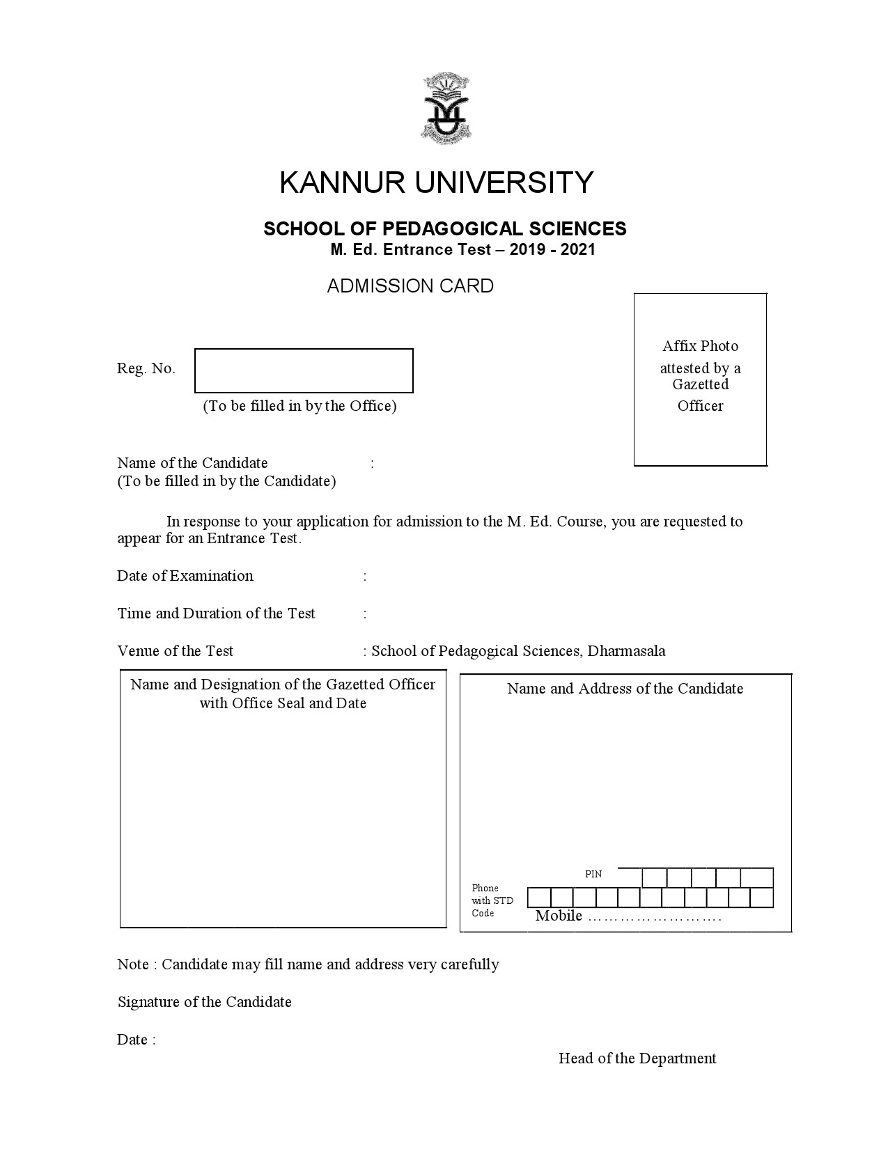 Kannur University M Ed Admission Prospectus 2019 - Notification Image 9