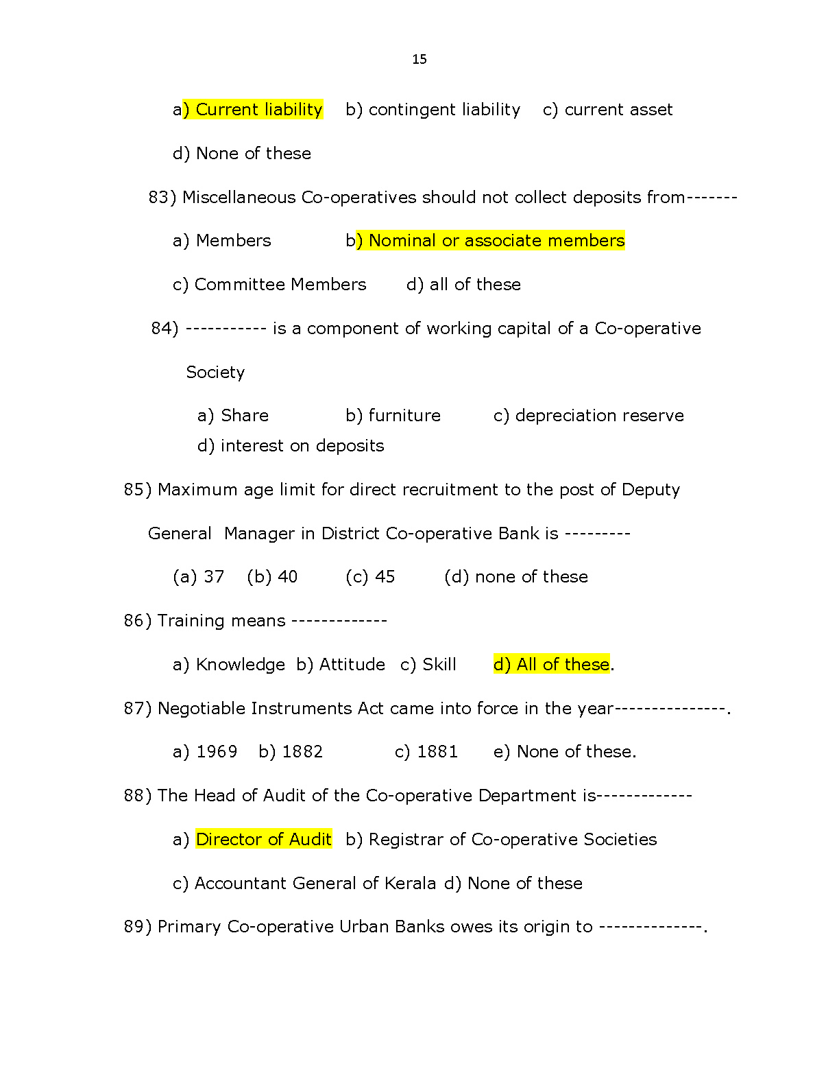 Kerala Co operative bank recruitment Sample Question Paper - Notification Image 15