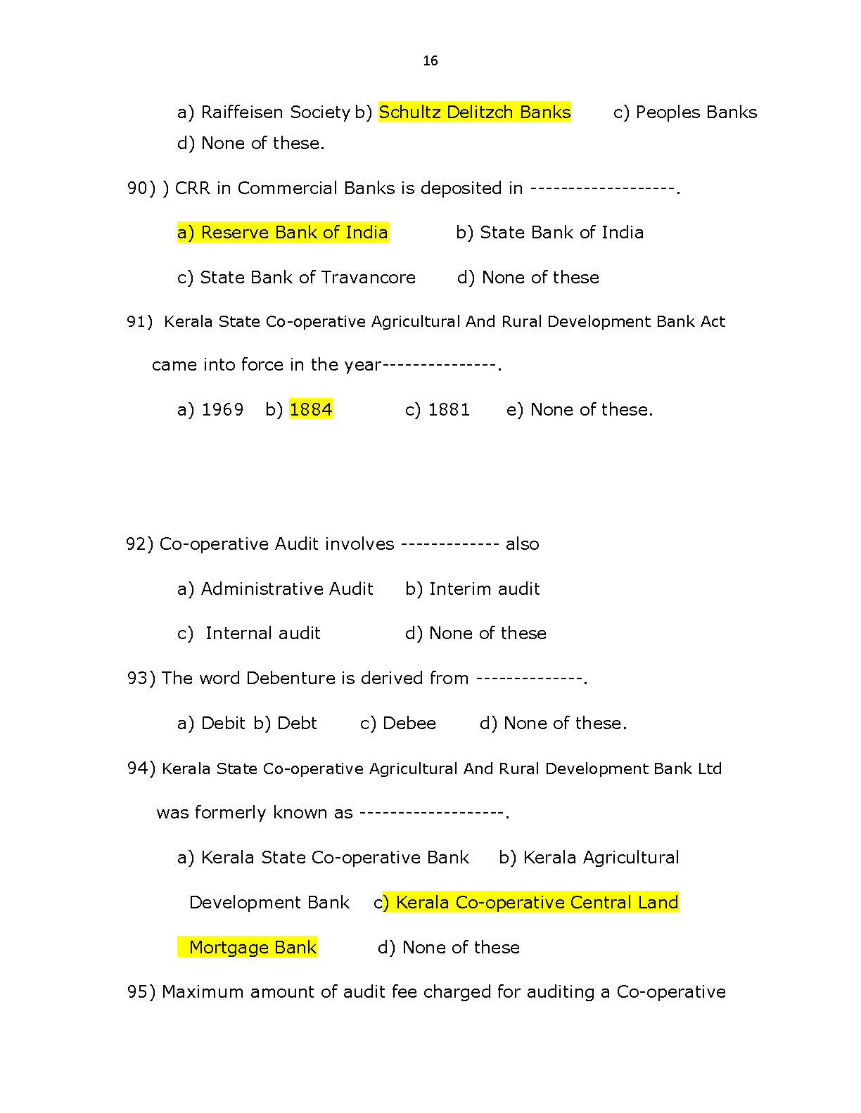 Kerala Co operative bank recruitment Sample Question Paper - Notification Image 16