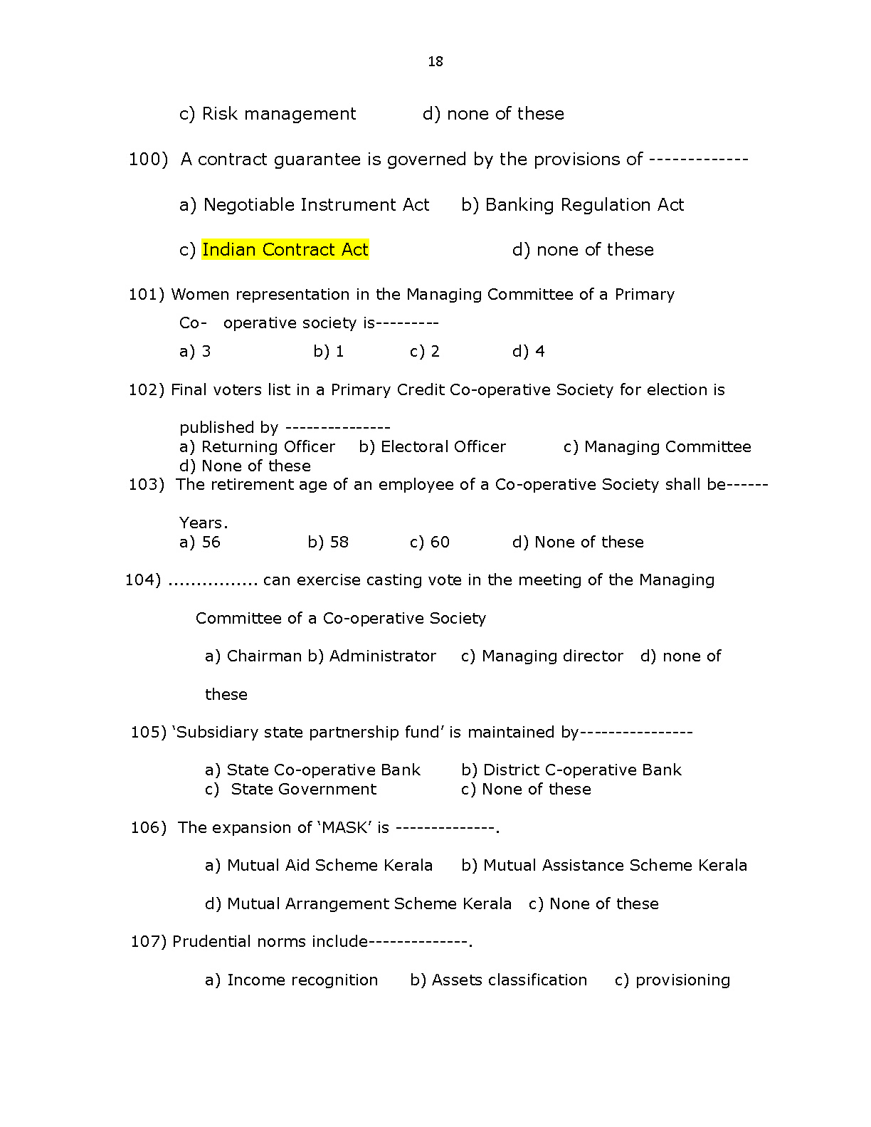 Kerala Co operative bank recruitment Sample Question Paper - Notification Image 18