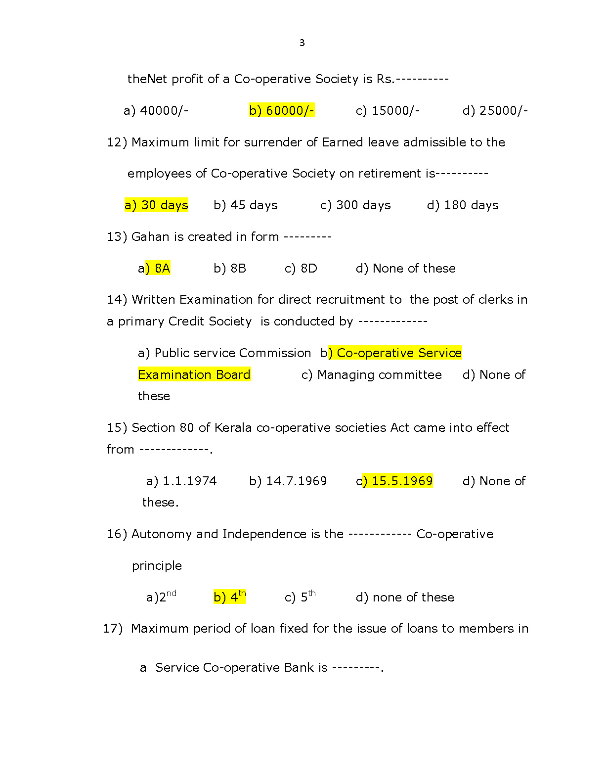 Kerala Co operative bank recruitment Sample Question Paper - Notification Image 3
