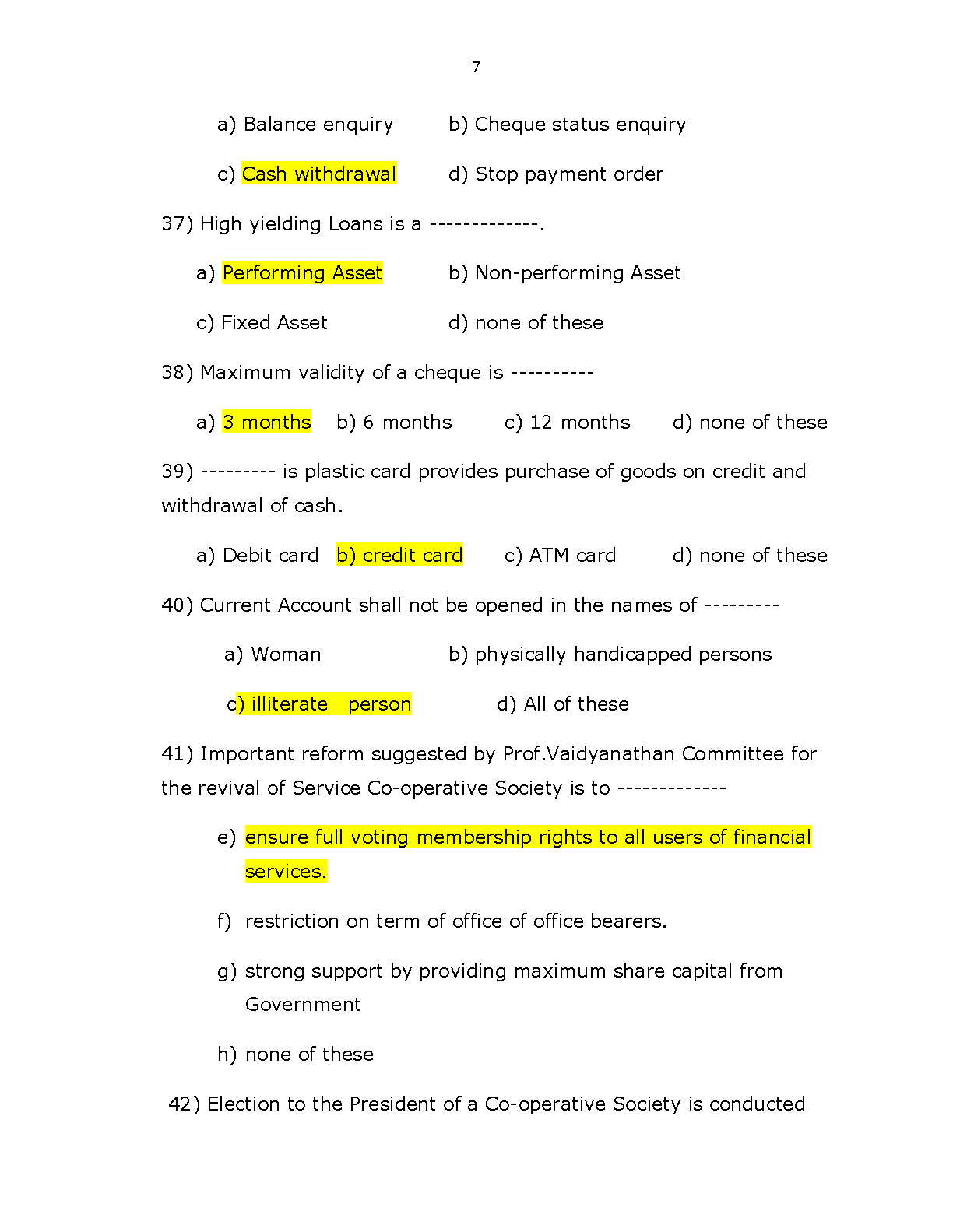 Kerala Co operative bank recruitment Sample Question Paper - Notification Image 7