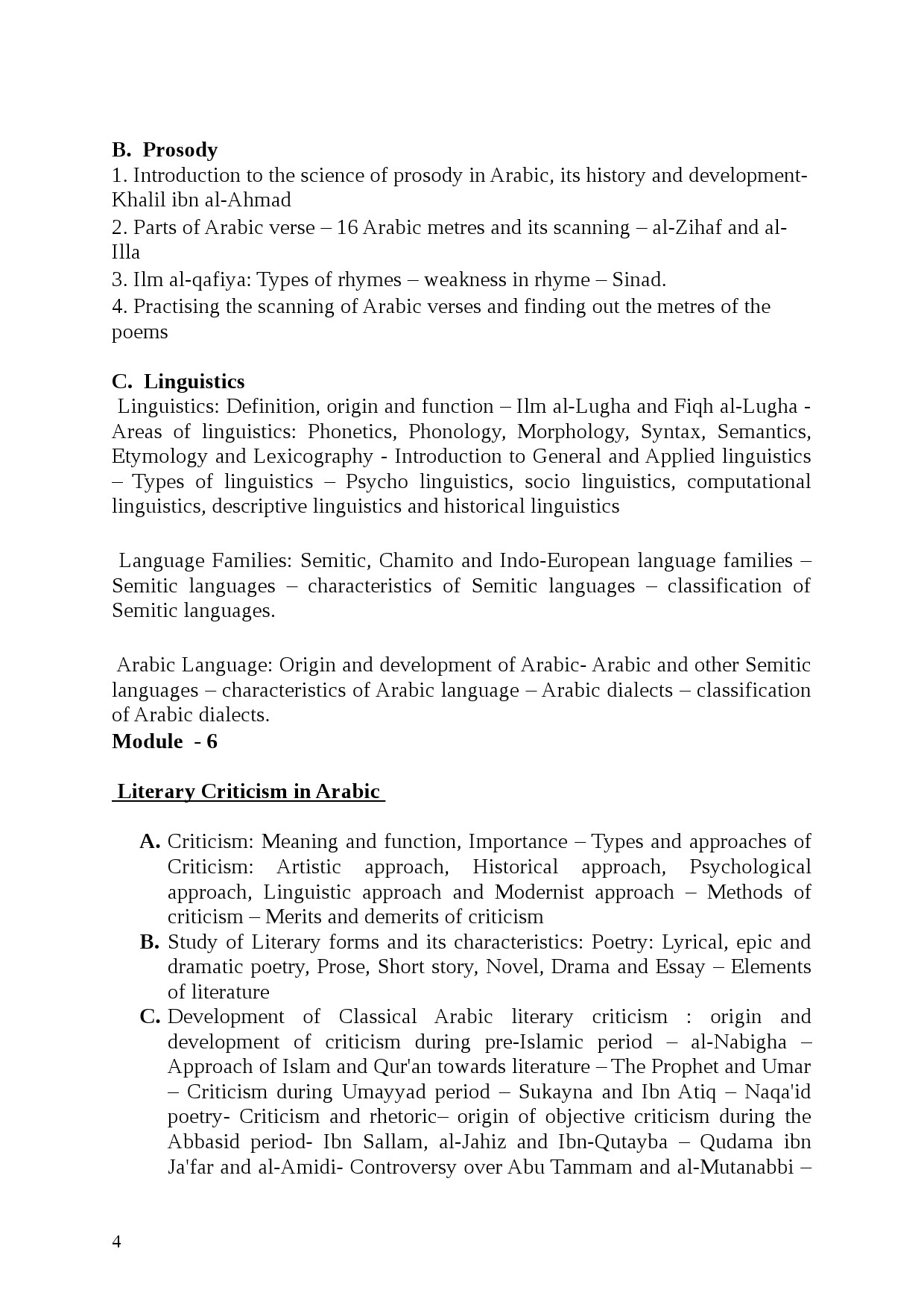Kerala PSC Assistant Professor Arabic Exam Revised Syllabus - Notification Image 4