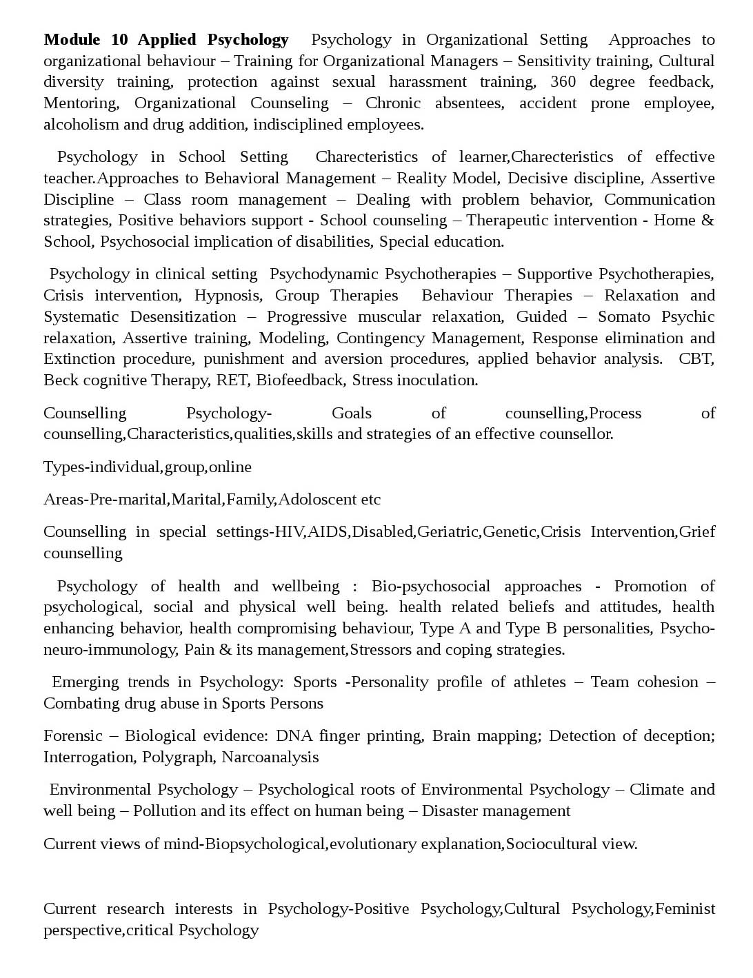 Kerala PSC Assistant Professor Psychology Exam Syllabus - Notification Image 5