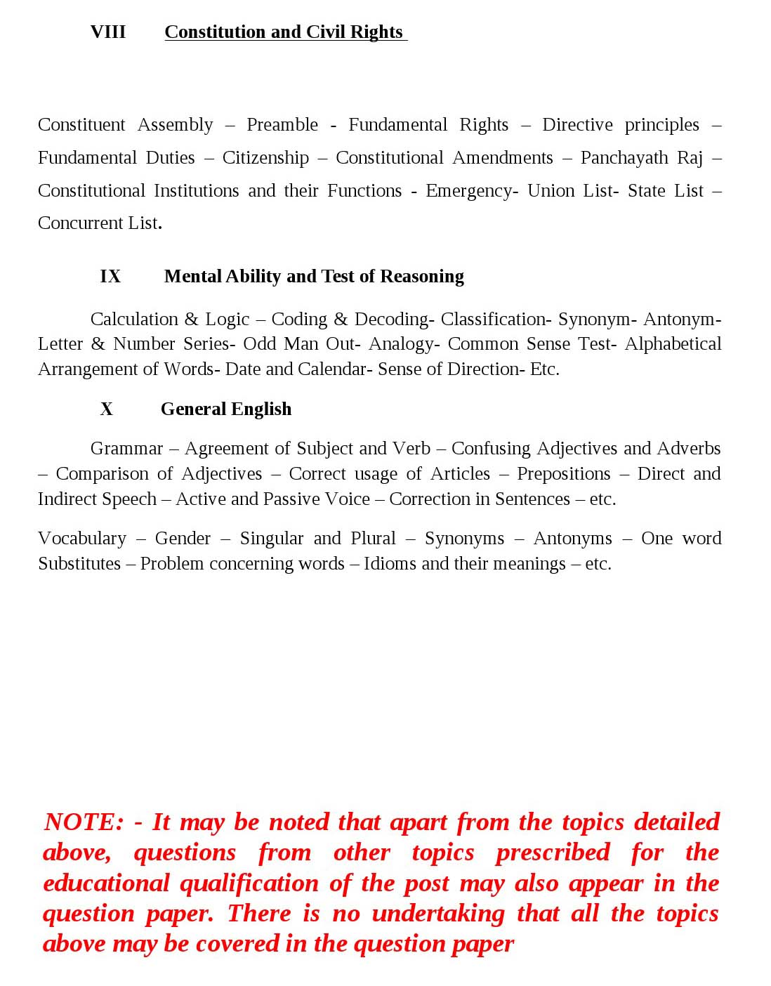 Kerala PSC Food Safety Officer Exam Syllabus May 2020 - Notification Image 4