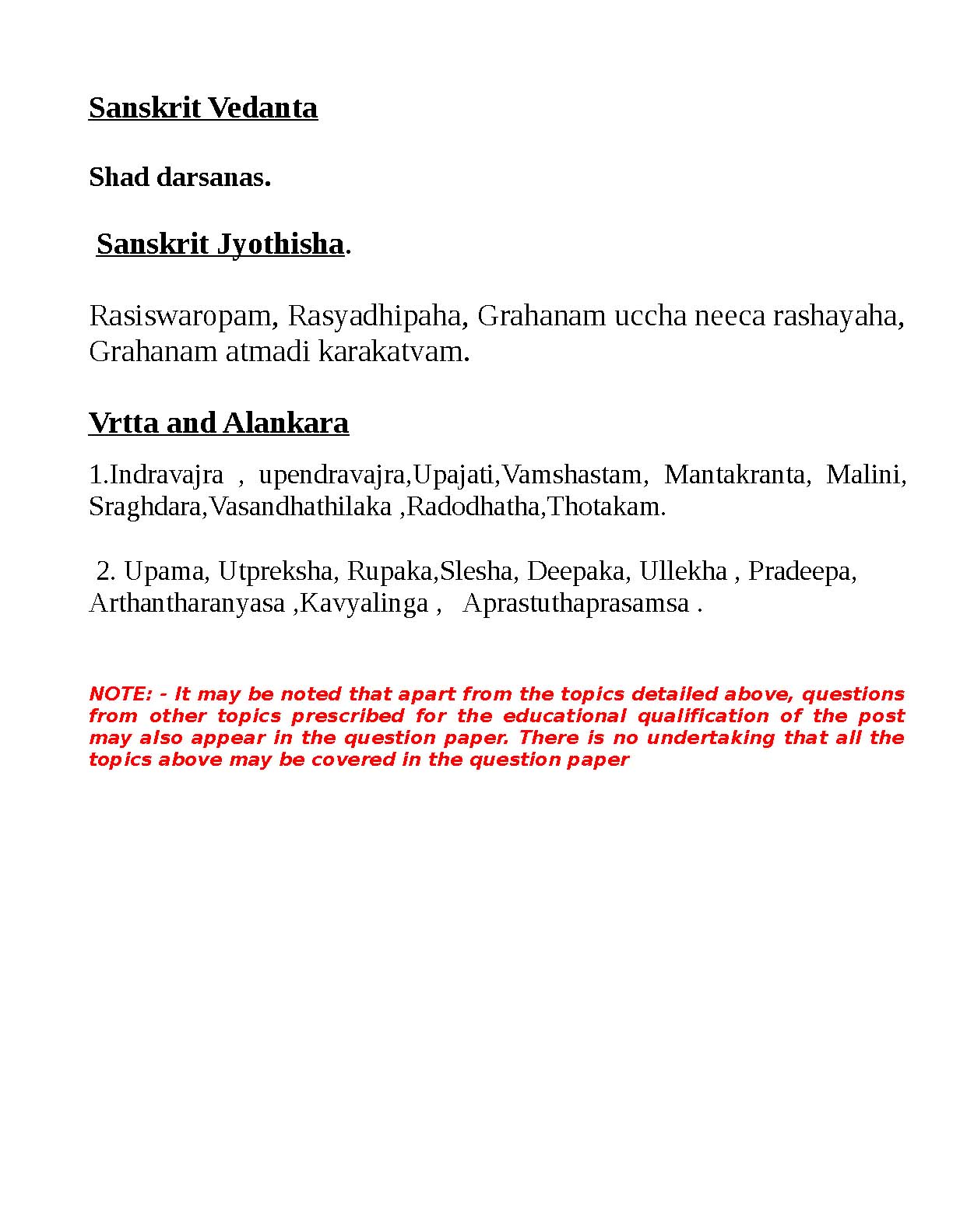Kerala PSC Full Time Junior Language Teacher Sanskrit Exam Syllabus - Notification Image 2