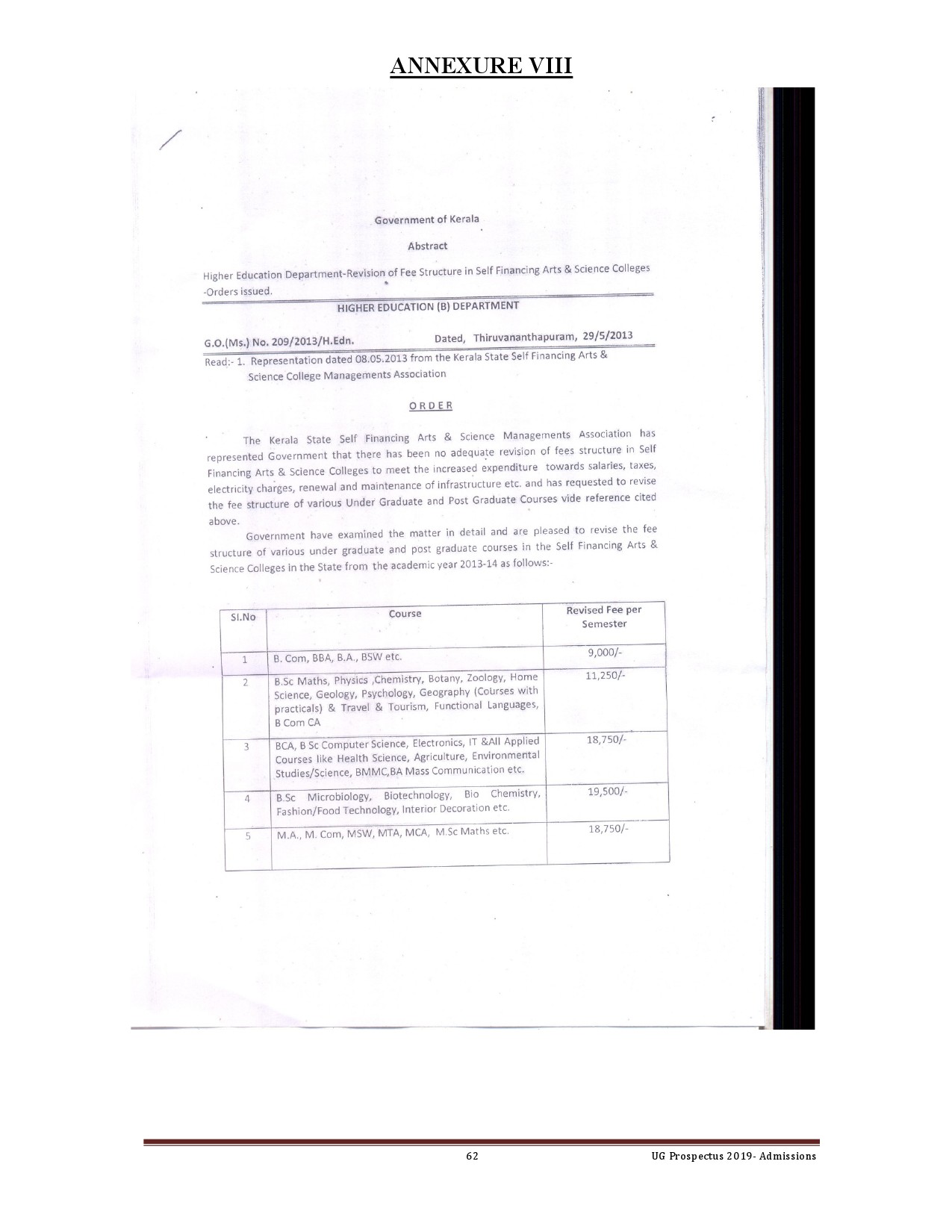 Kerala University UG Admission Prospectus 2019 - Notification Image 62