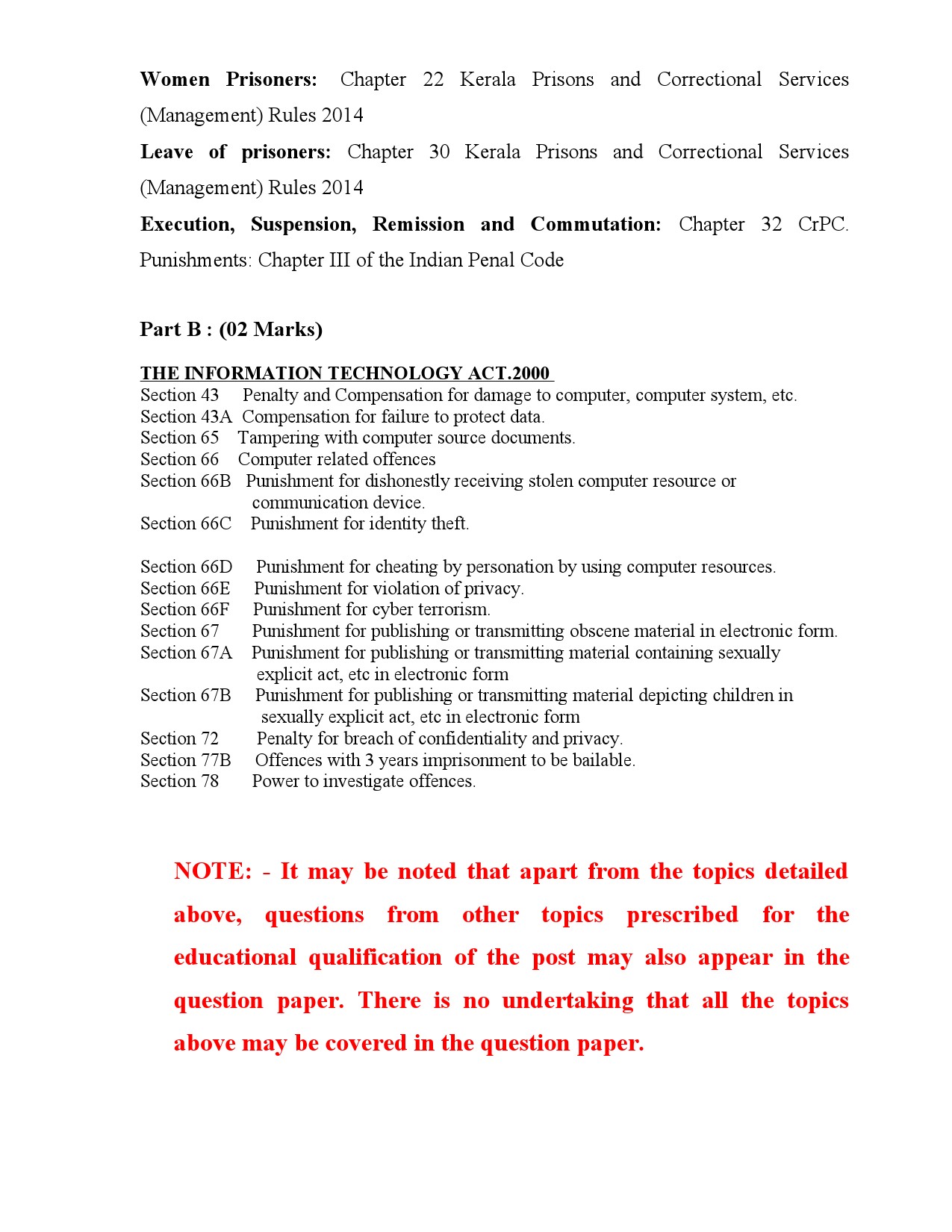 KPSC Degree Level Main Exam Syllabus Assistant Jailor Grade I - Notification Image 11