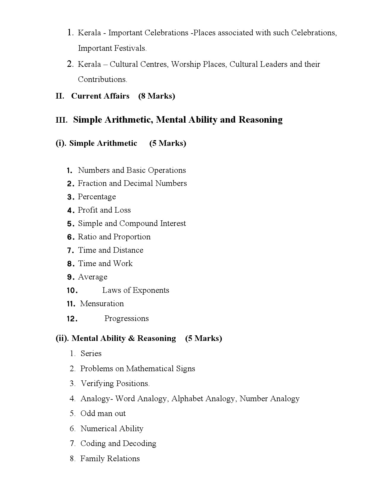 KPSC Degree Level Main Exam Syllabus Junior Receptionist - Notification Image 7