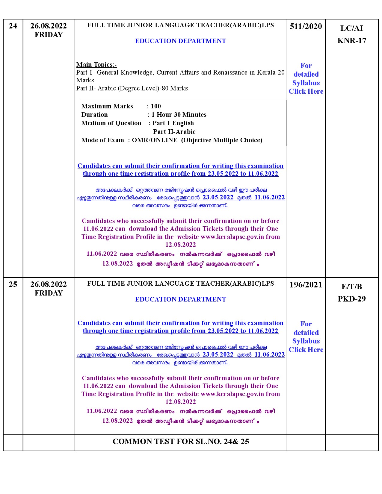 KPSC EXAMINATION PROGRAMME FOR THE MONTH OF AUGUST 2022 - Notification Image 14