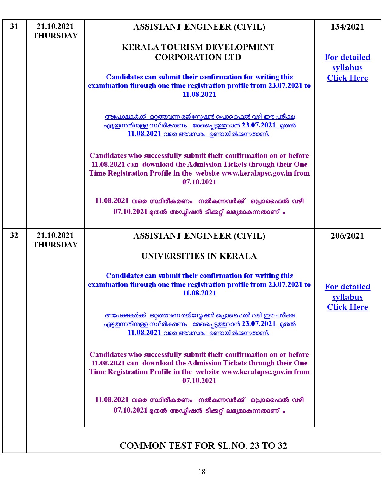 KPSC Examination Programme For The Month Of October 2021 - Notification Image 18