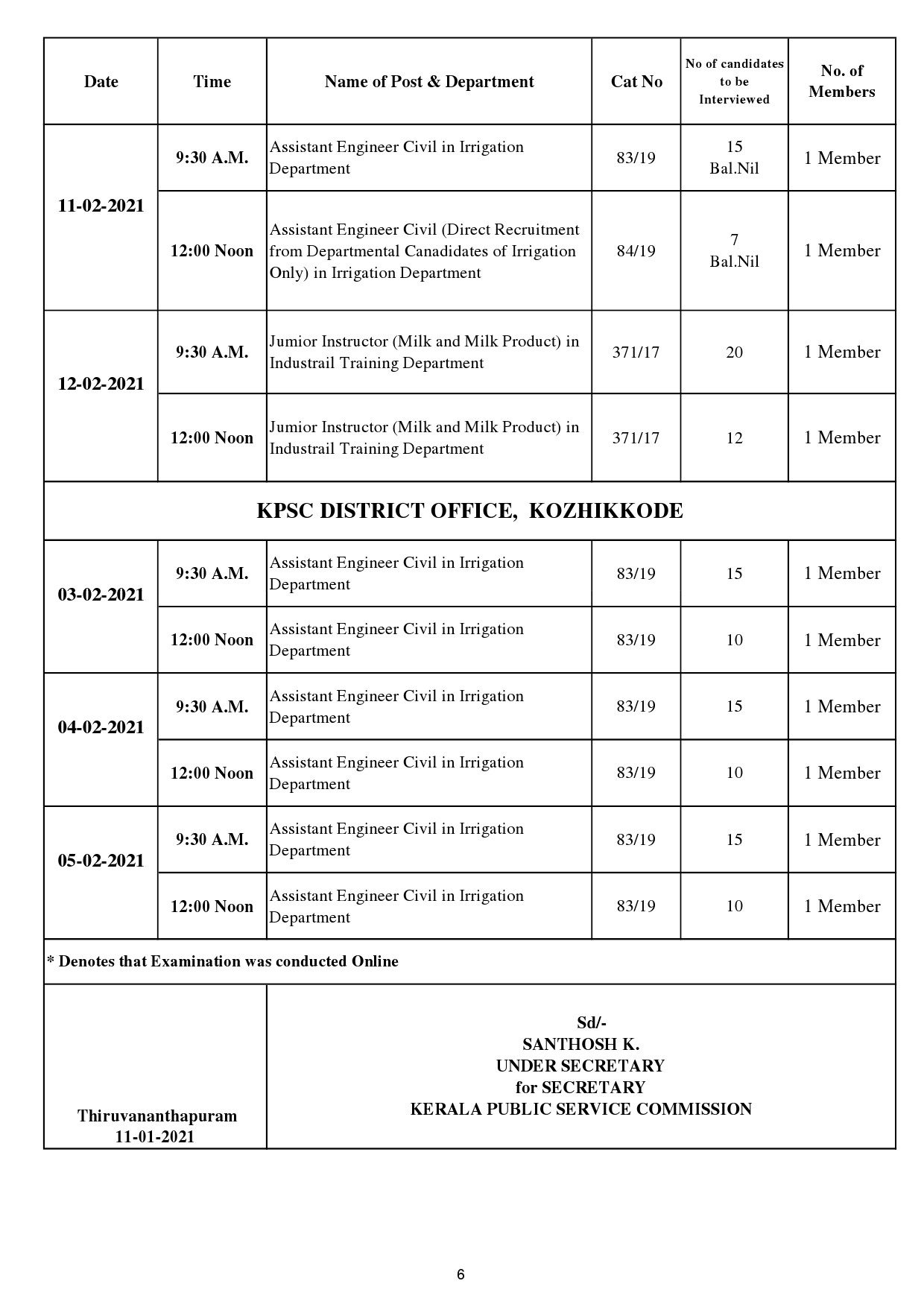 KPSC Interview Programme For The Month Of February 2021 - Notification Image 6