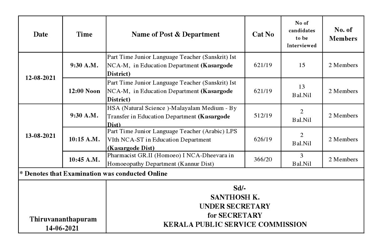 KPSC Interview Programme Of July And August 2021 - Notification Image 10