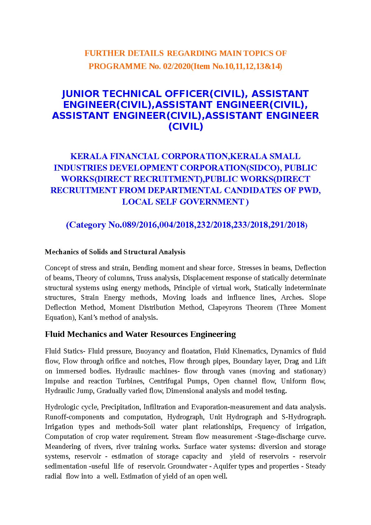 KPSC Junior Technical Officer Civil Exam Syllabus - Notification Image 1