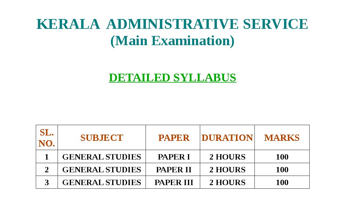 KPSC Kerala Administrative Service Main Exam Syllabus - Notification Image 1