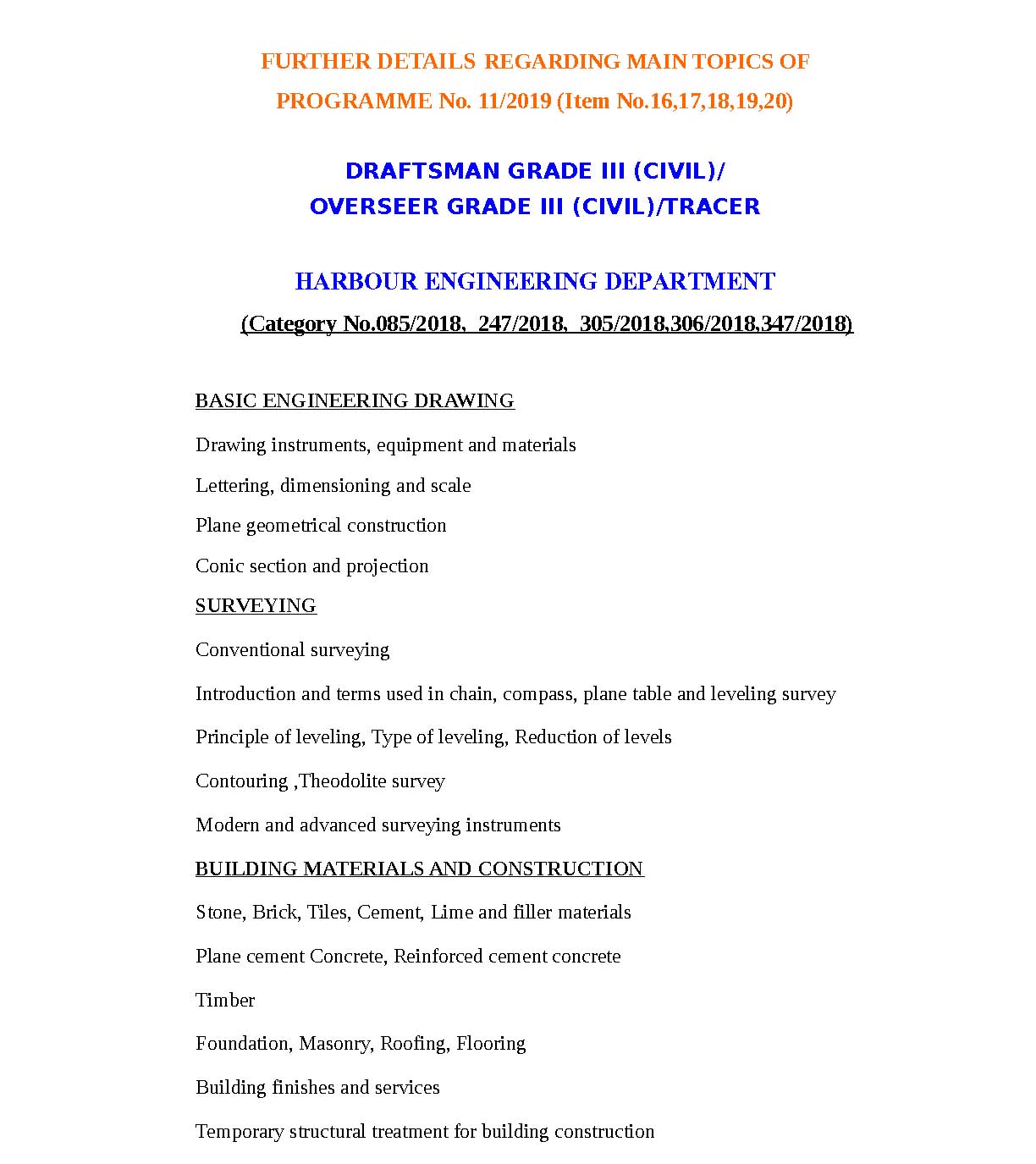 KPSC Syllabus Draftsman Overseer Grade III Civil Exam 2019 - Notification Image 1