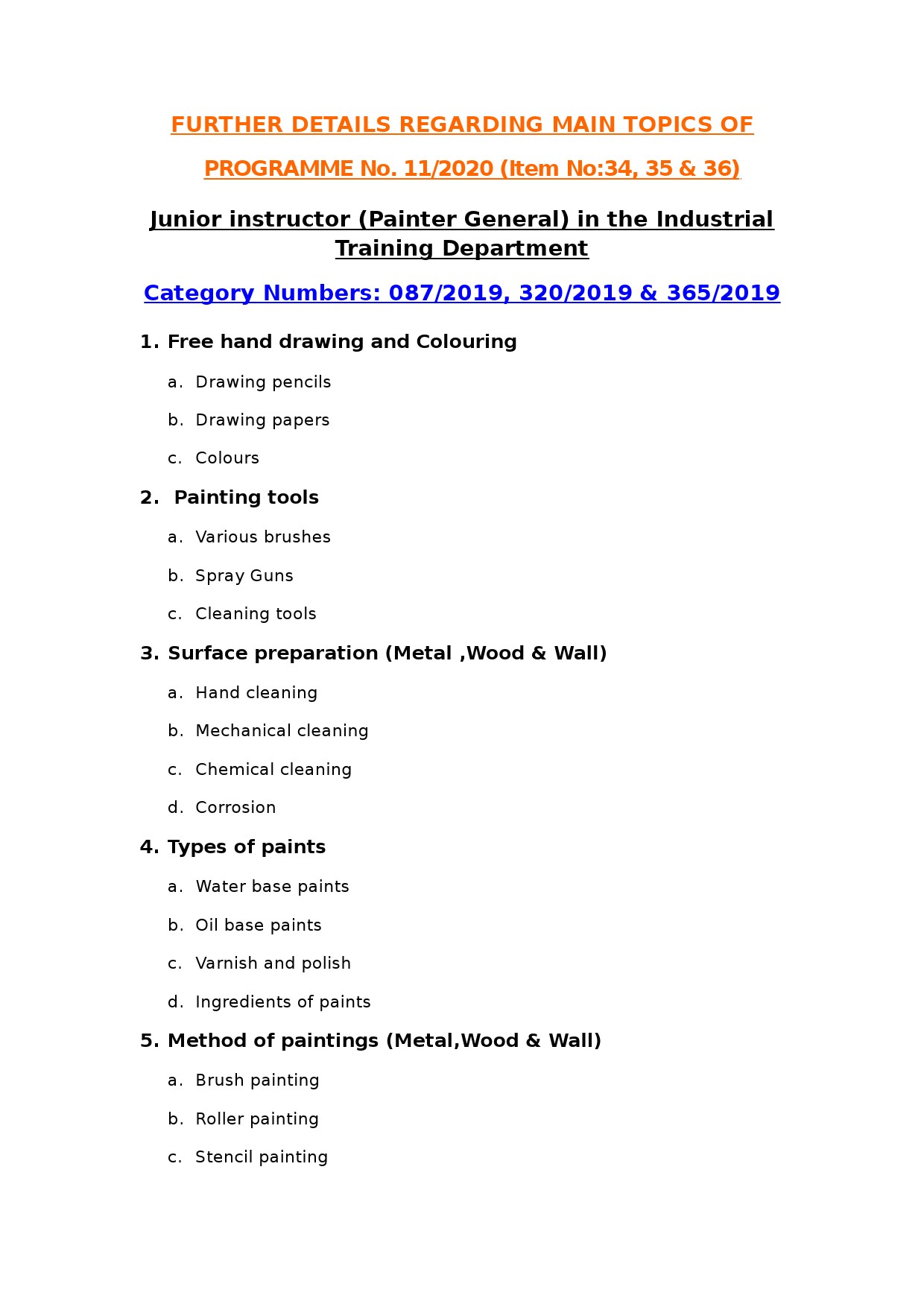 KPSC Syllabus For Junior Instructor Painter General - Notification Image 1