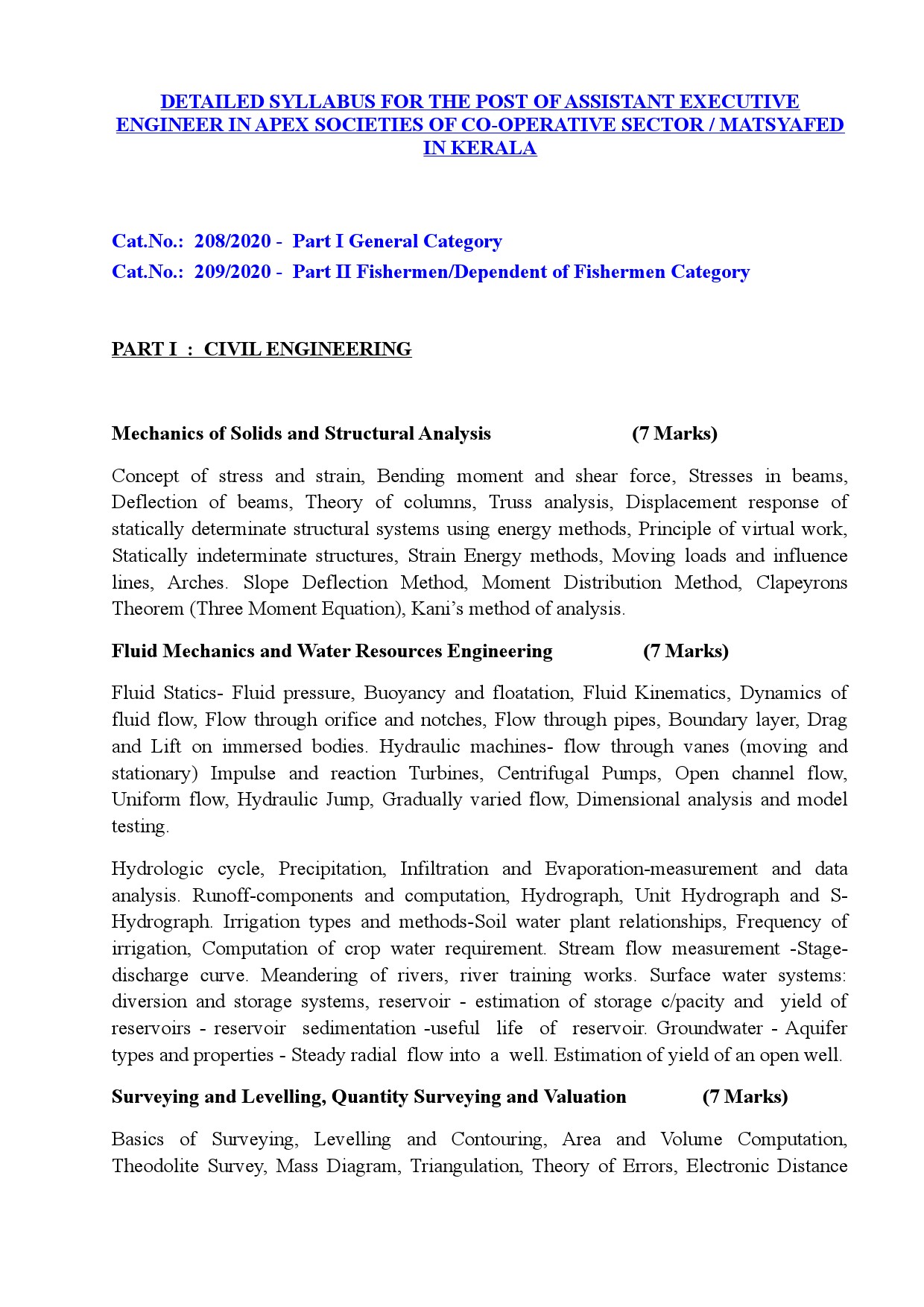 KPSC SYLLABUS FOR THE POST OF ASSISTANT EXECUTIVE ENGINEER - Notification Image 1