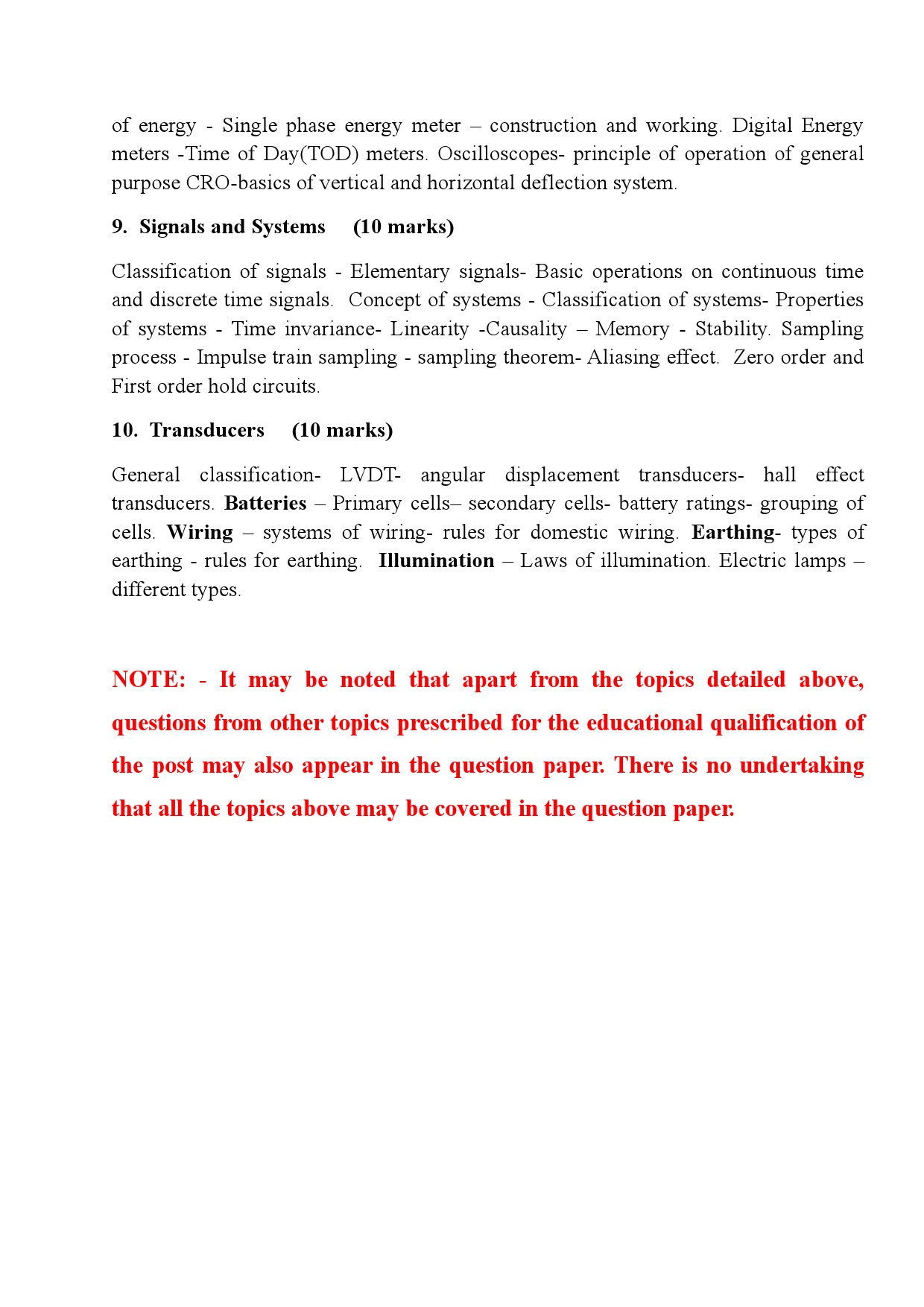 KPSC SYLLABUS OR THE POST OF ASSISTANT MANAGER ELECTRICAL - Notification Image 3