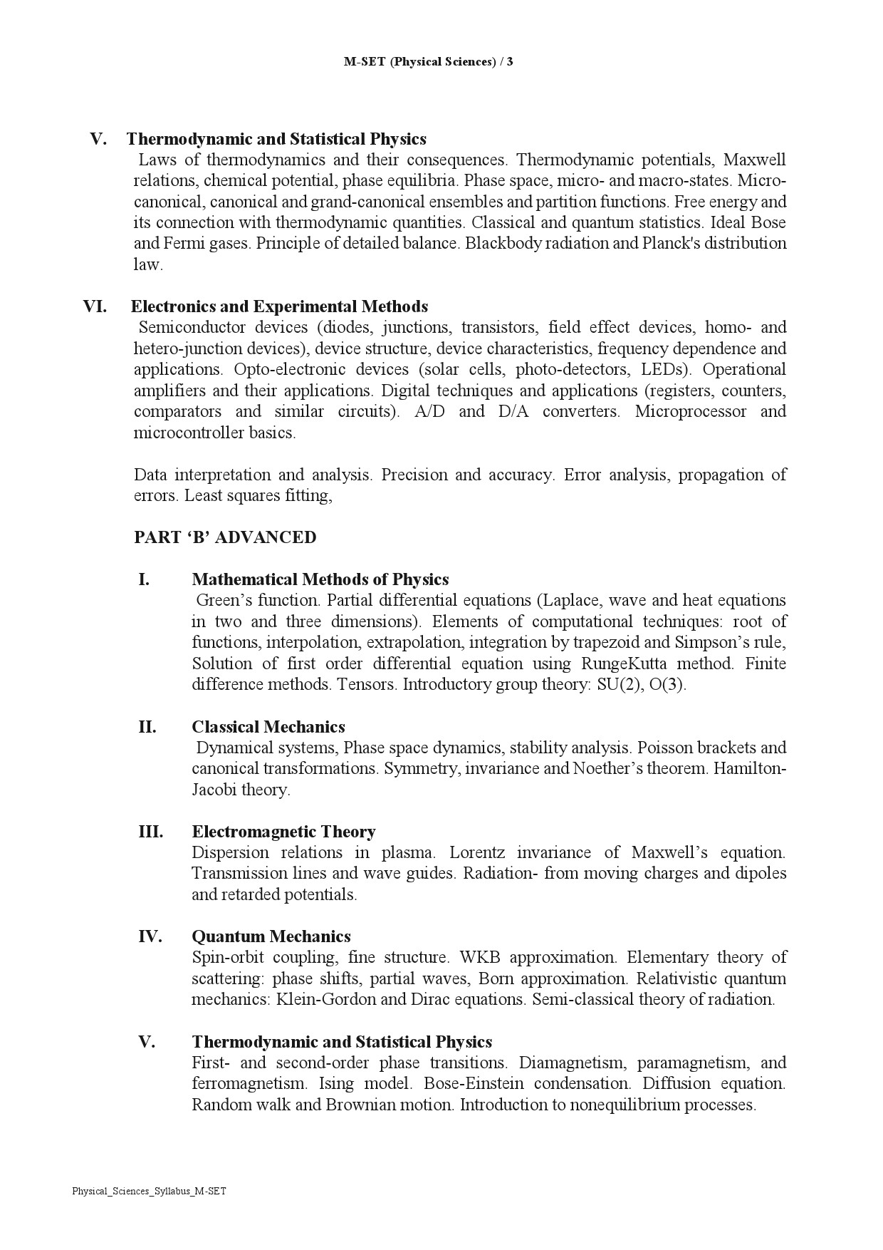 Maharashtra SET Syllabus Physical Sciences - Notification Image 3