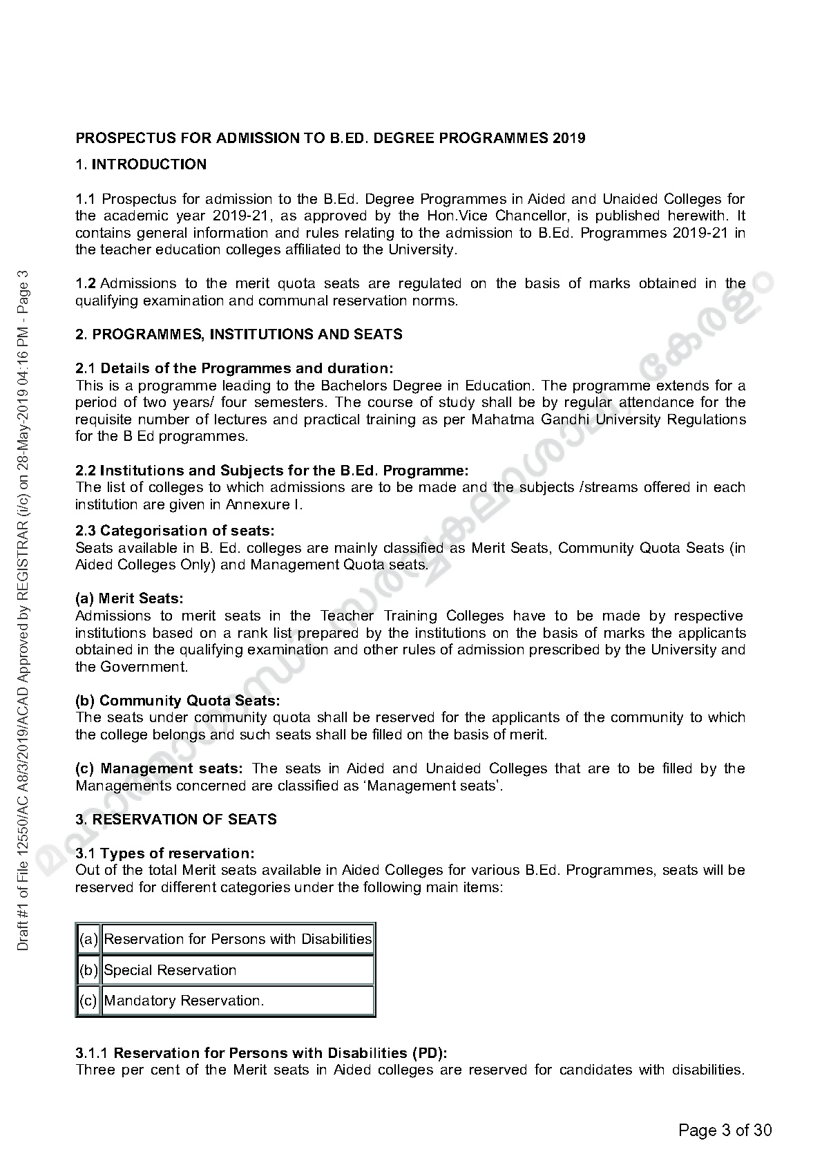 MG University B Ed Prospectus and Application form 2019 2020 - Notification Image 3