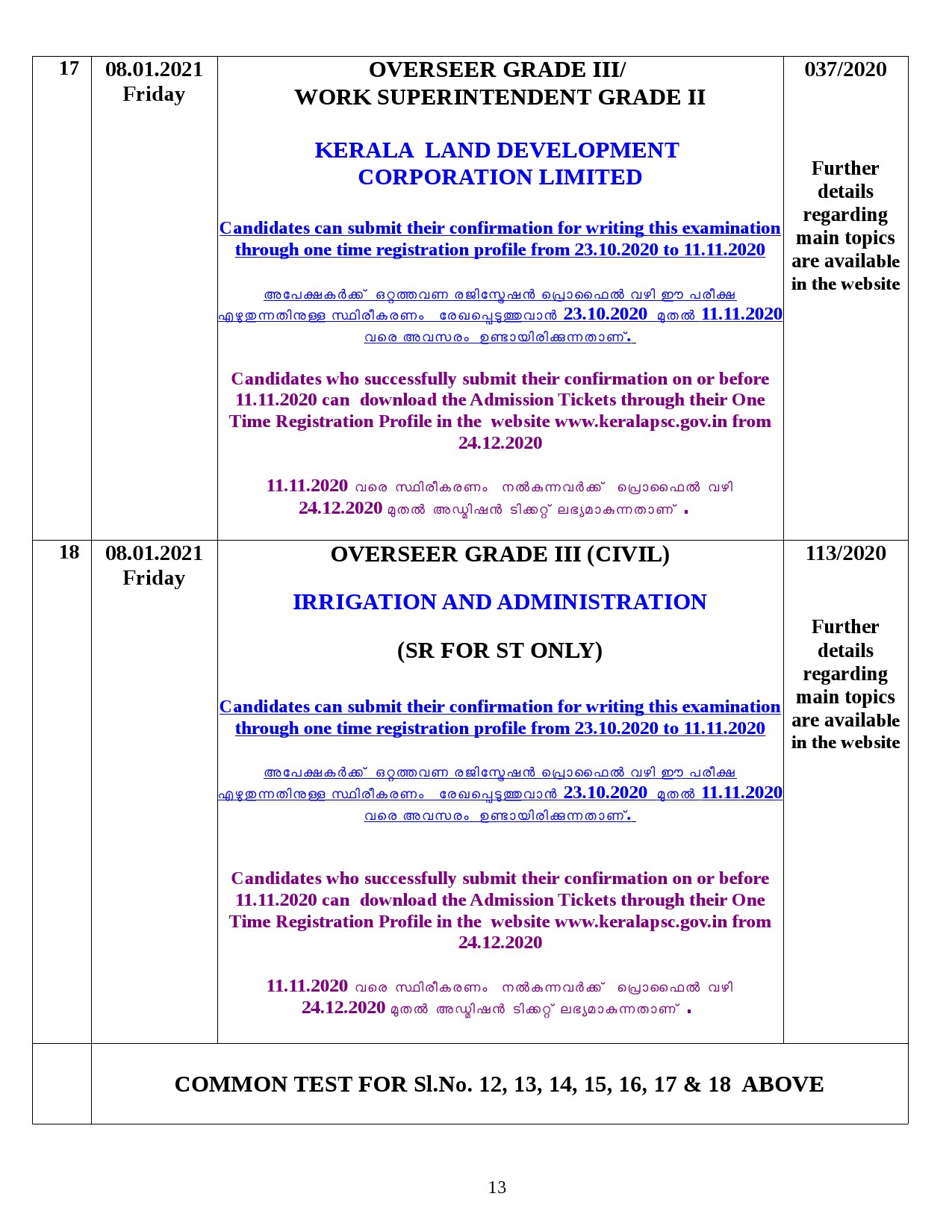 Modified Examination Programme For January 2021 - Notification Image 13