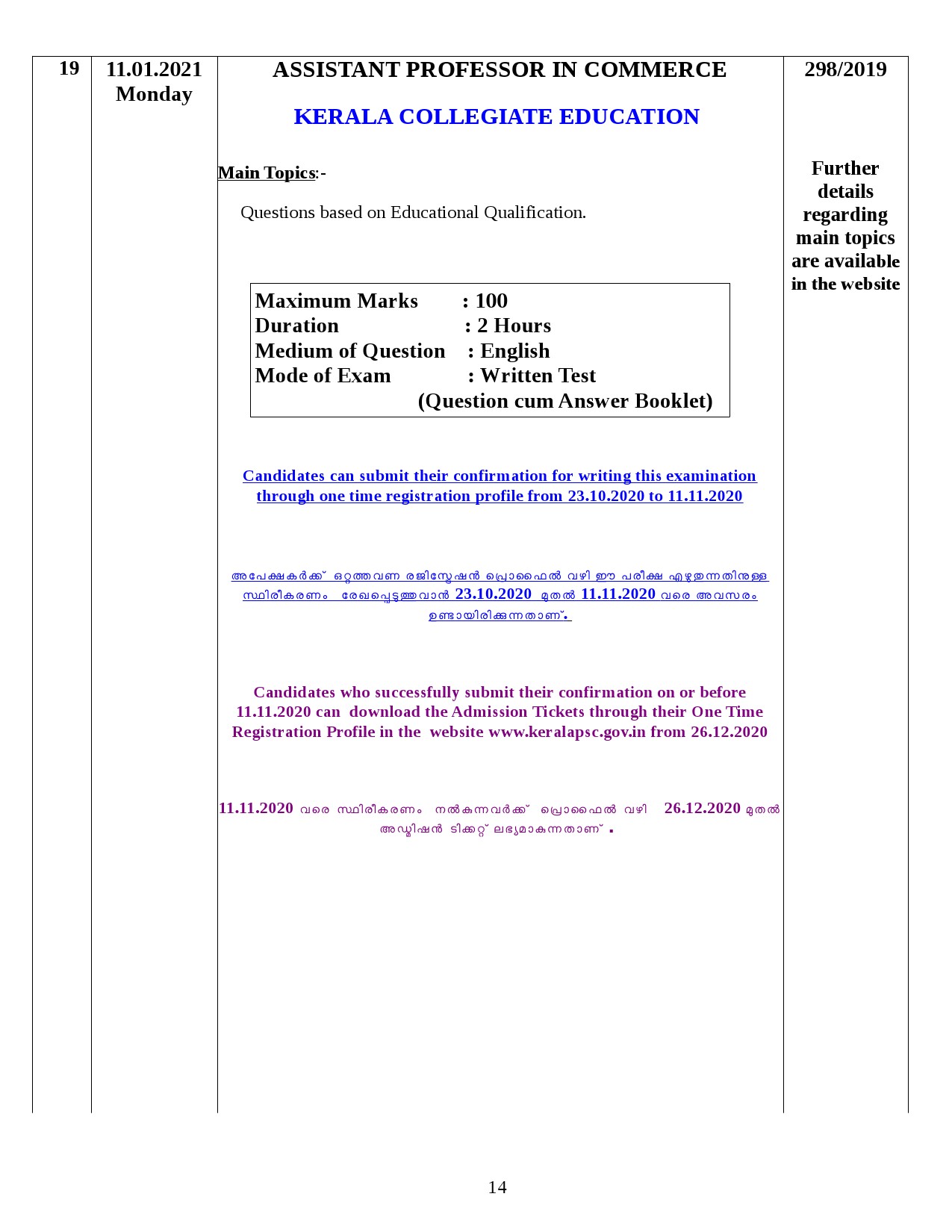 Modified Examination Programme For January 2021 - Notification Image 14