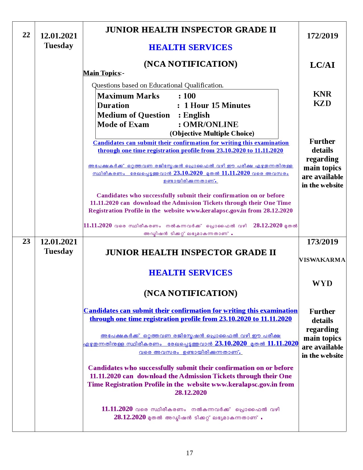 Modified Examination Programme For January 2021 - Notification Image 17