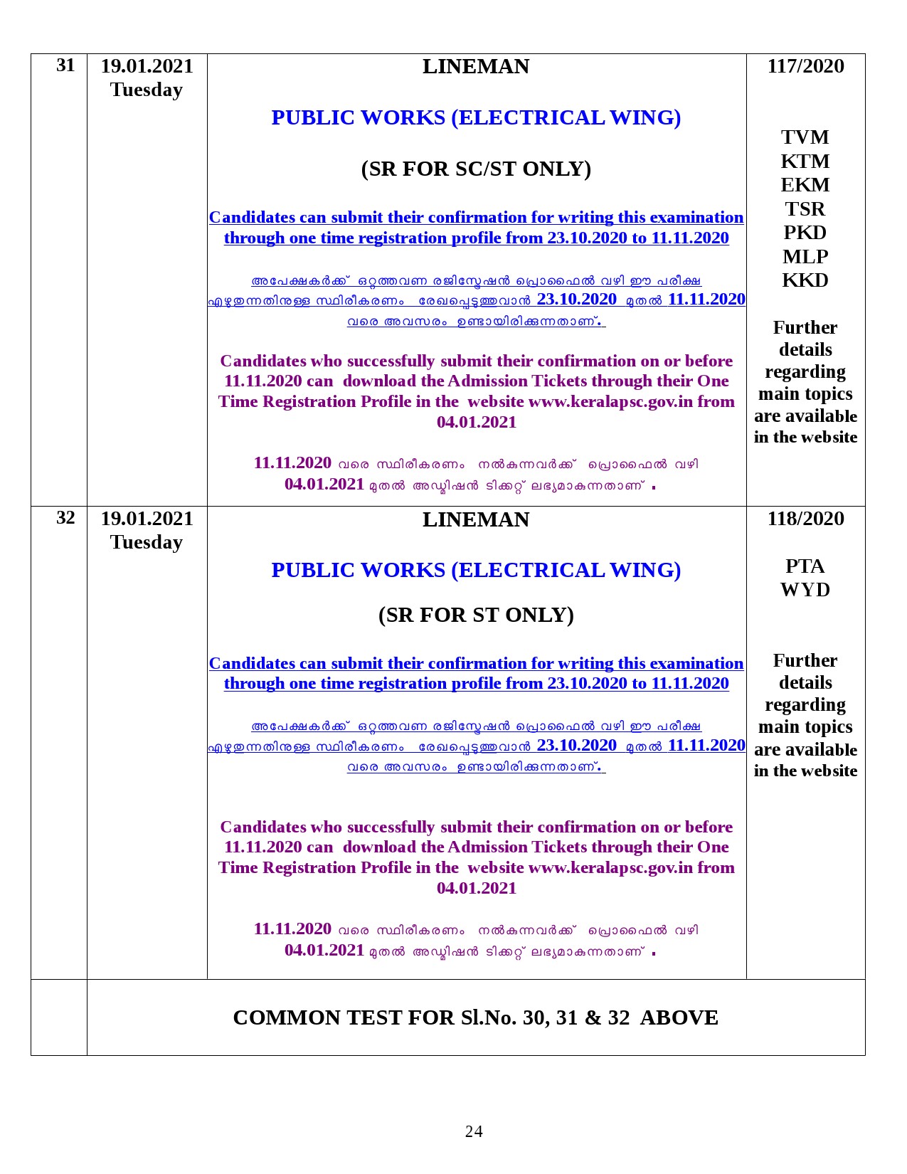 Modified Examination Programme For January 2021 - Notification Image 24