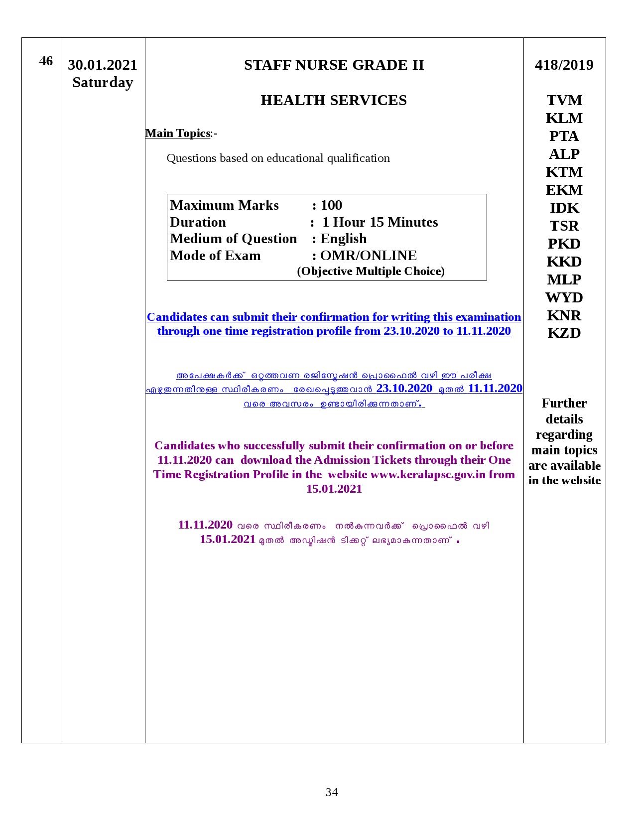 Modified Examination Programme For January 2021 - Notification Image 34