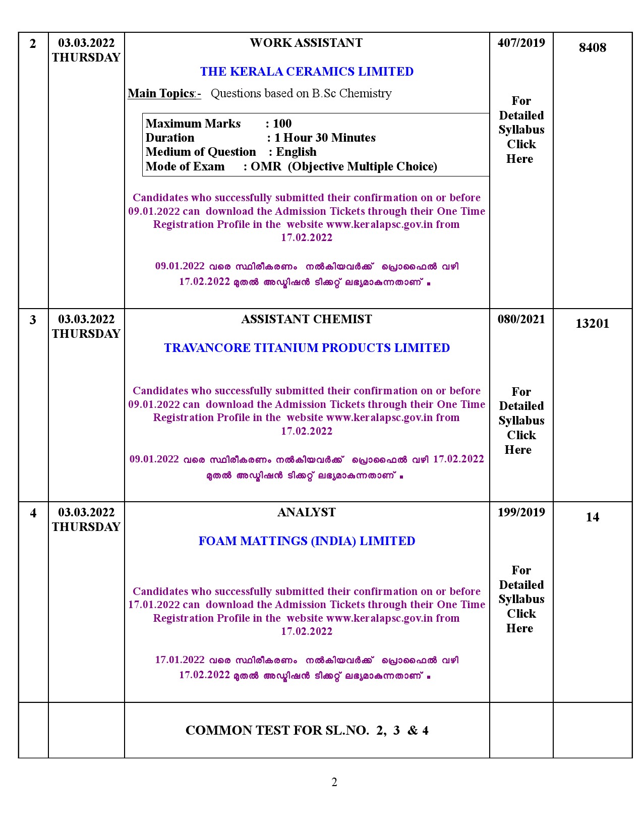 Modified Examination Programme For The Month Of March 2022 - Notification Image 2