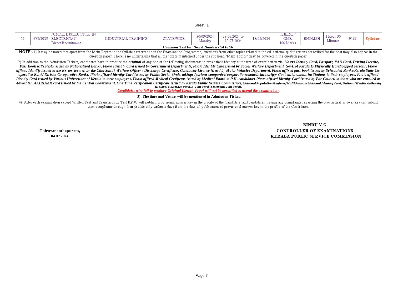 Modified Examination Programme For The Month Of September 2024 - Notification Image 7