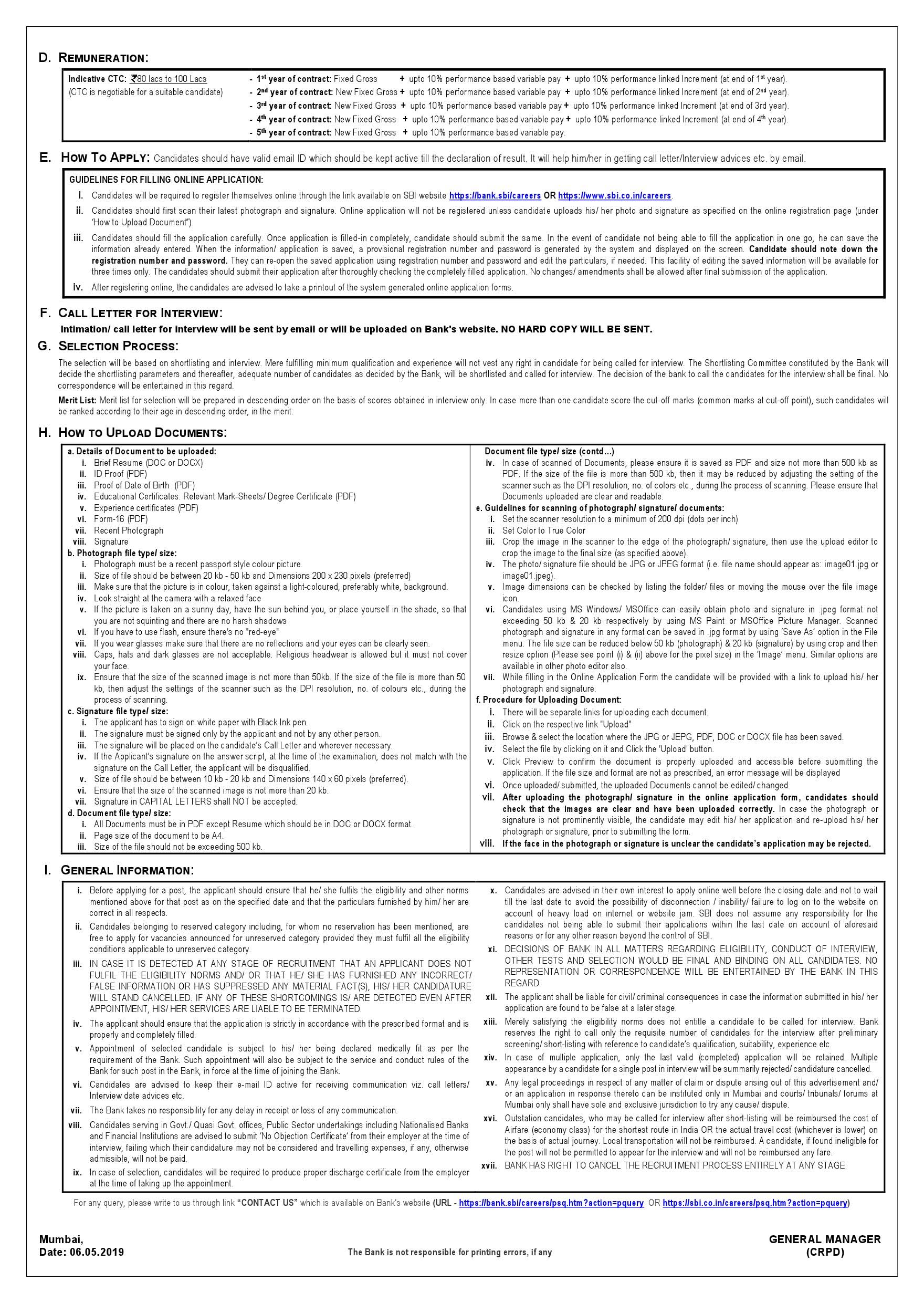 Recruitment Of Specialist Cadre Officers In SBI On Contract Basis - Notification Image 2