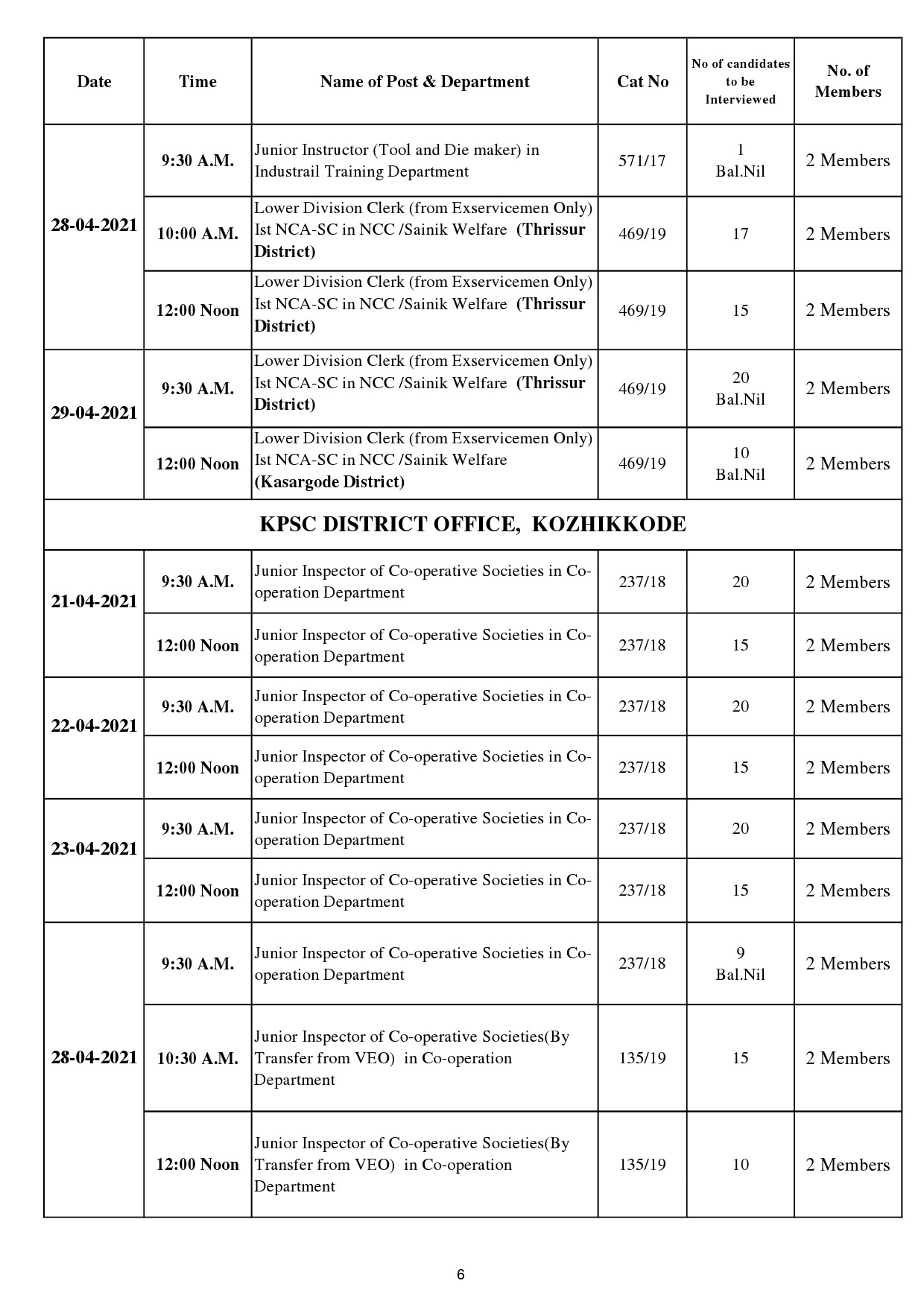 REVISED INTERVIEW PROGRAMME FOR THE MONTH OF APRIL 2021 - Notification Image 6